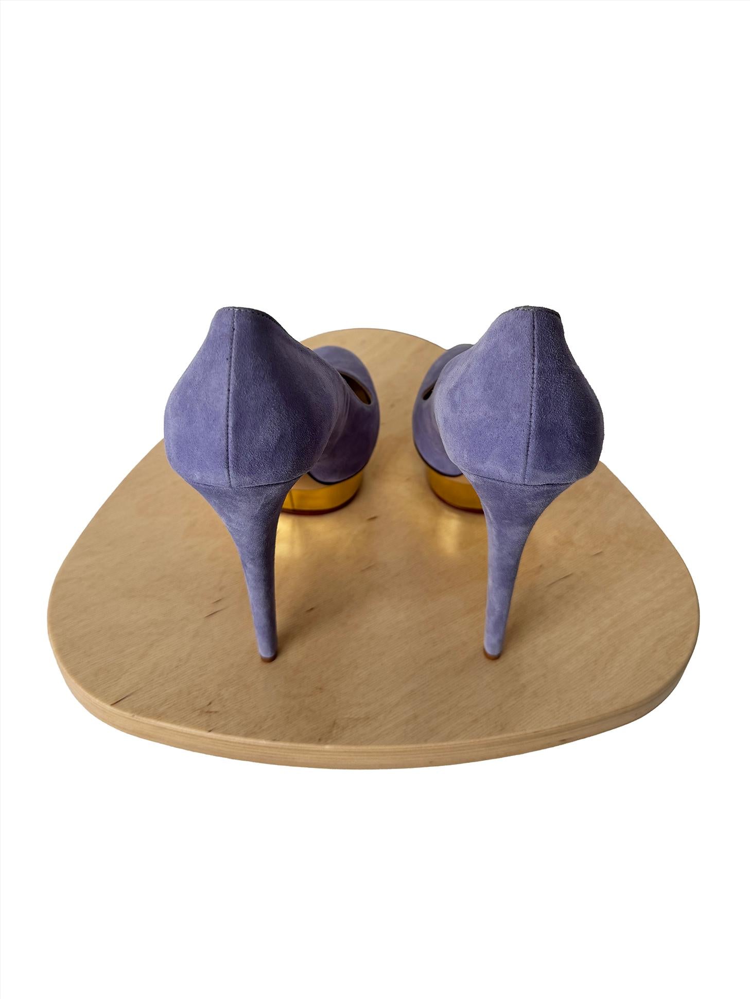 Charlotte Olympia Dolly Orchid Suede/Metallic Calf Lavender