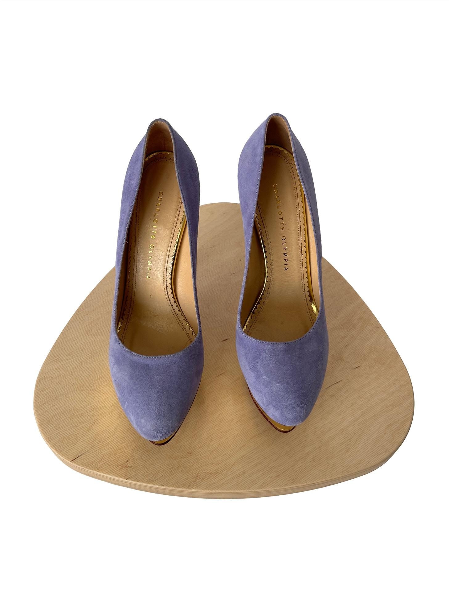 Charlotte Olympia Dolly Orchid Suede/Metallic Calf Lavender