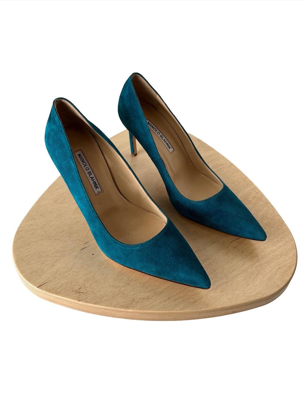 Manolo Blahnik Teal Suede Pumps