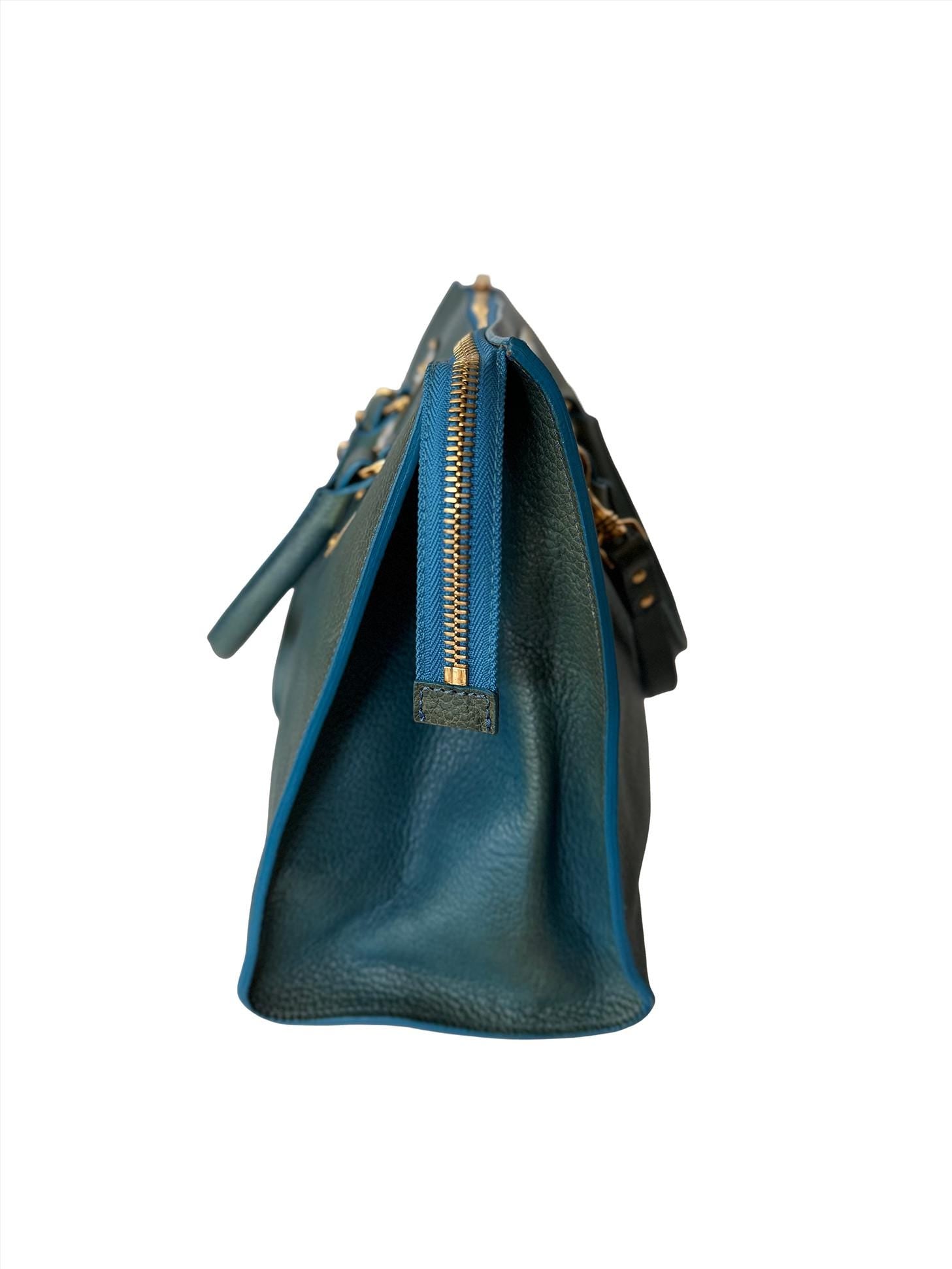 Sophie Hulme Teal Leather Tote
