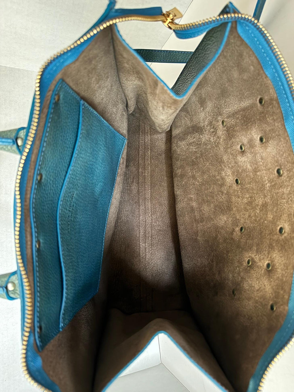 Sophie Hulme Teal Leather Tote