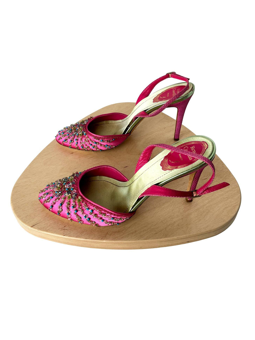 Rene Caovilla Custom 100M Beaded Almond Toe SB Fuchsia