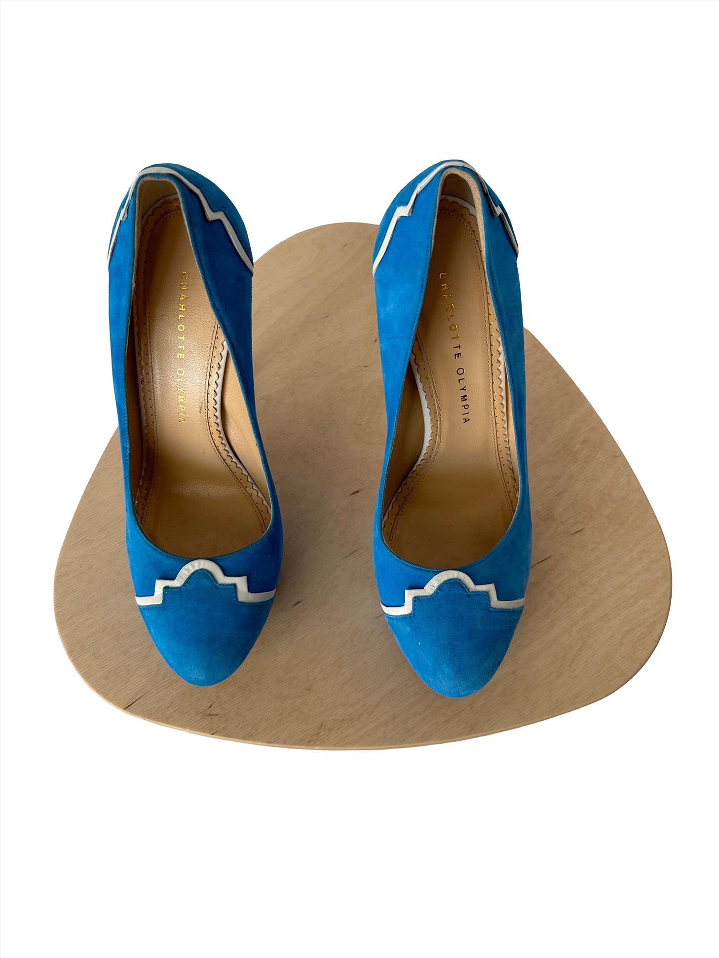 Charlotte Olympia Dolly Orchid Suede/Metallic Calf Blue
