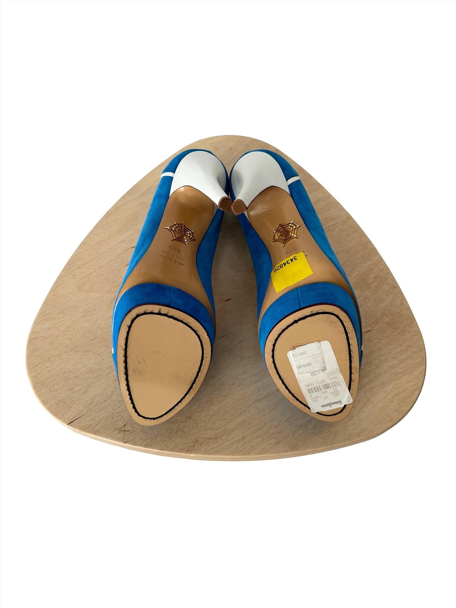 Charlotte Olympia Dolly Orchid Suede/Metallic Calf Blue