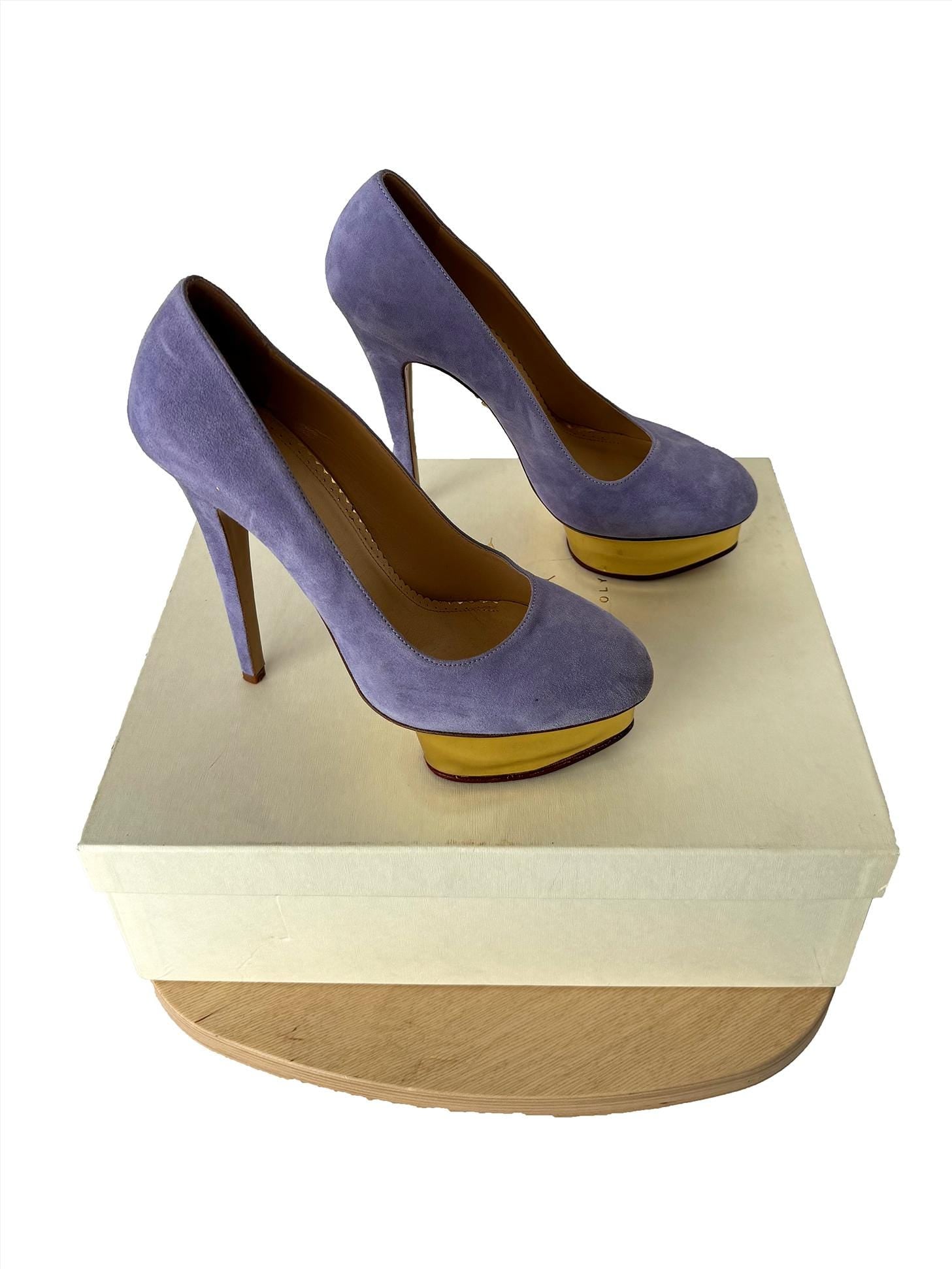 Charlotte Olympia Dolly Orchid Suede/Metallic Calf Lavender