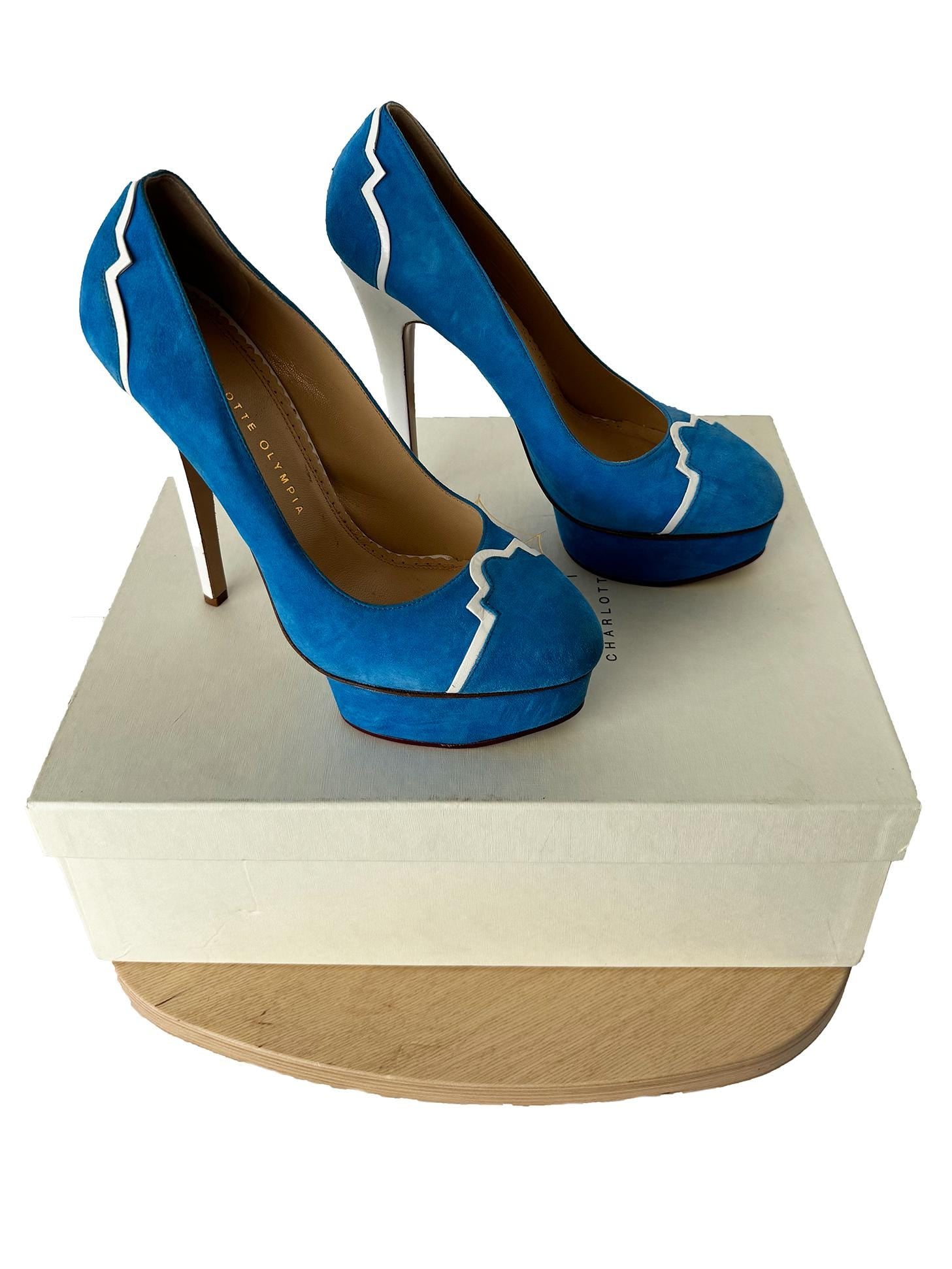 Charlotte Olympia Dolly Orchid Suede/Metallic Calf Blue