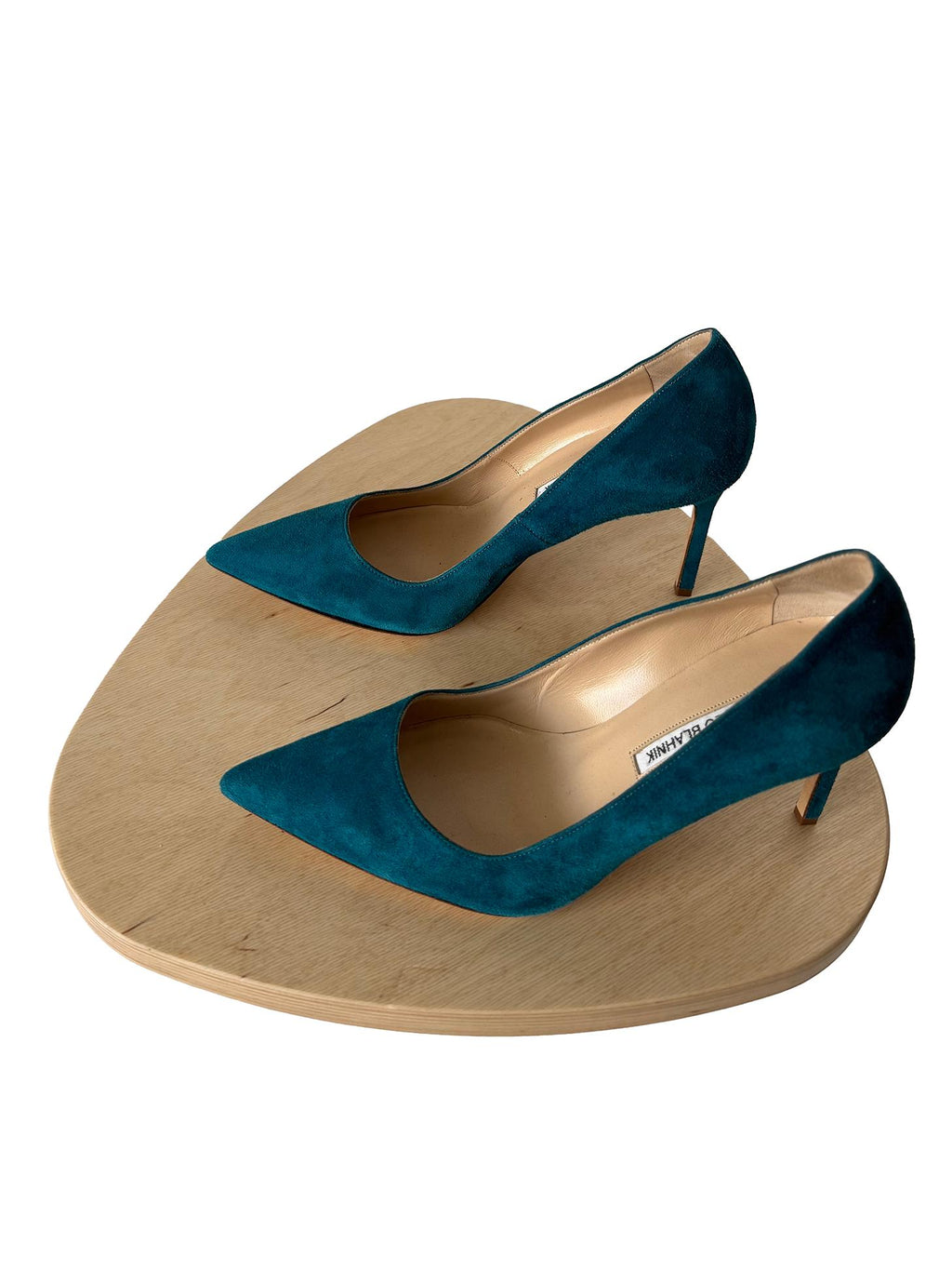 Manolo Blahnik Teal Suede Pumps