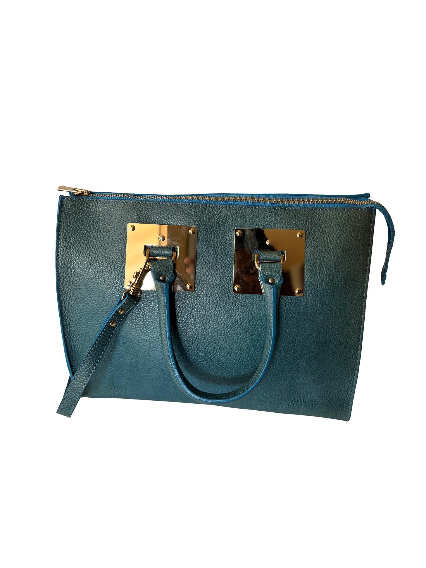 Sophie Hulme Teal Leather Tote