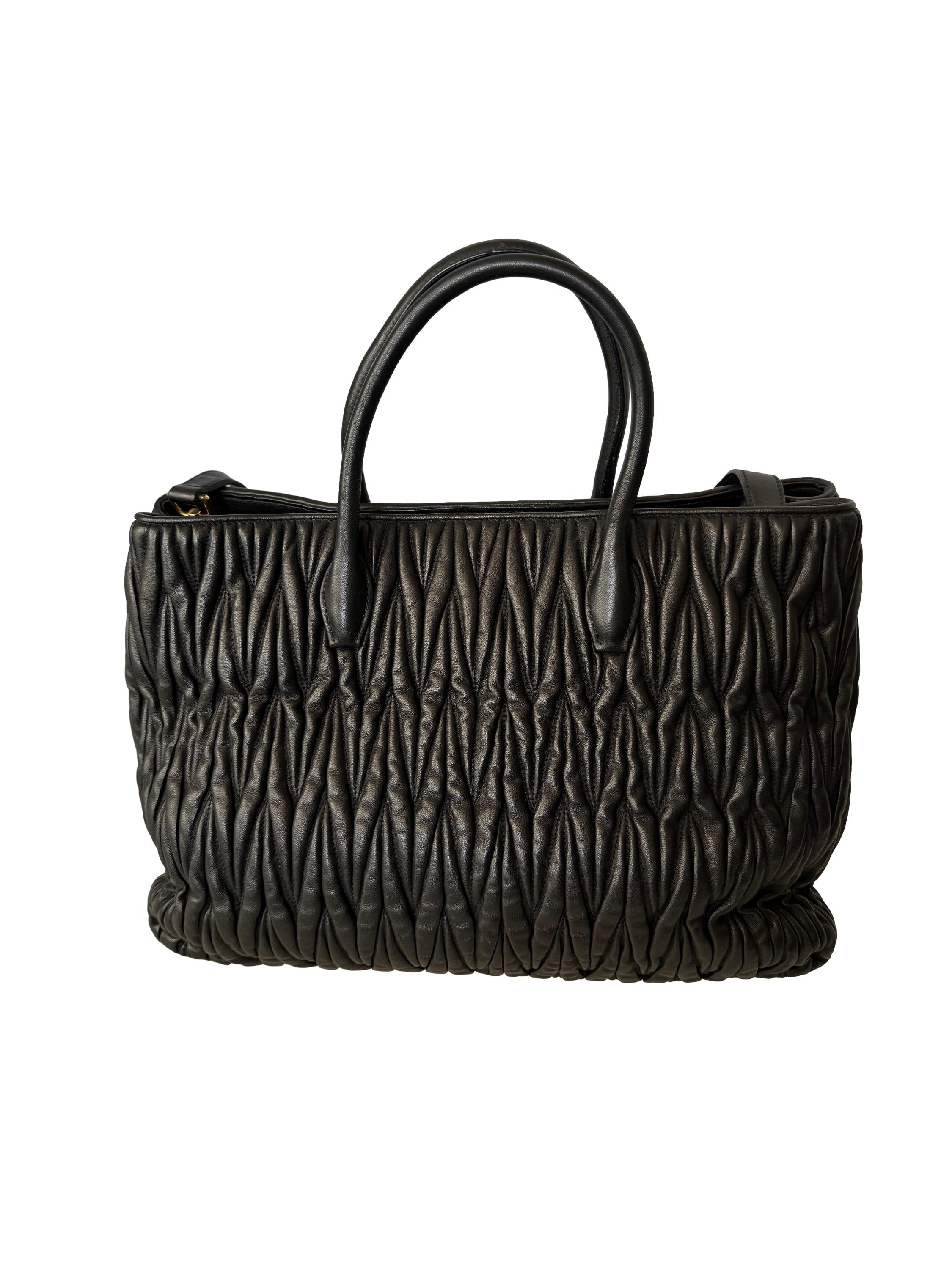 Miu Miu Matelassé Leather Tote