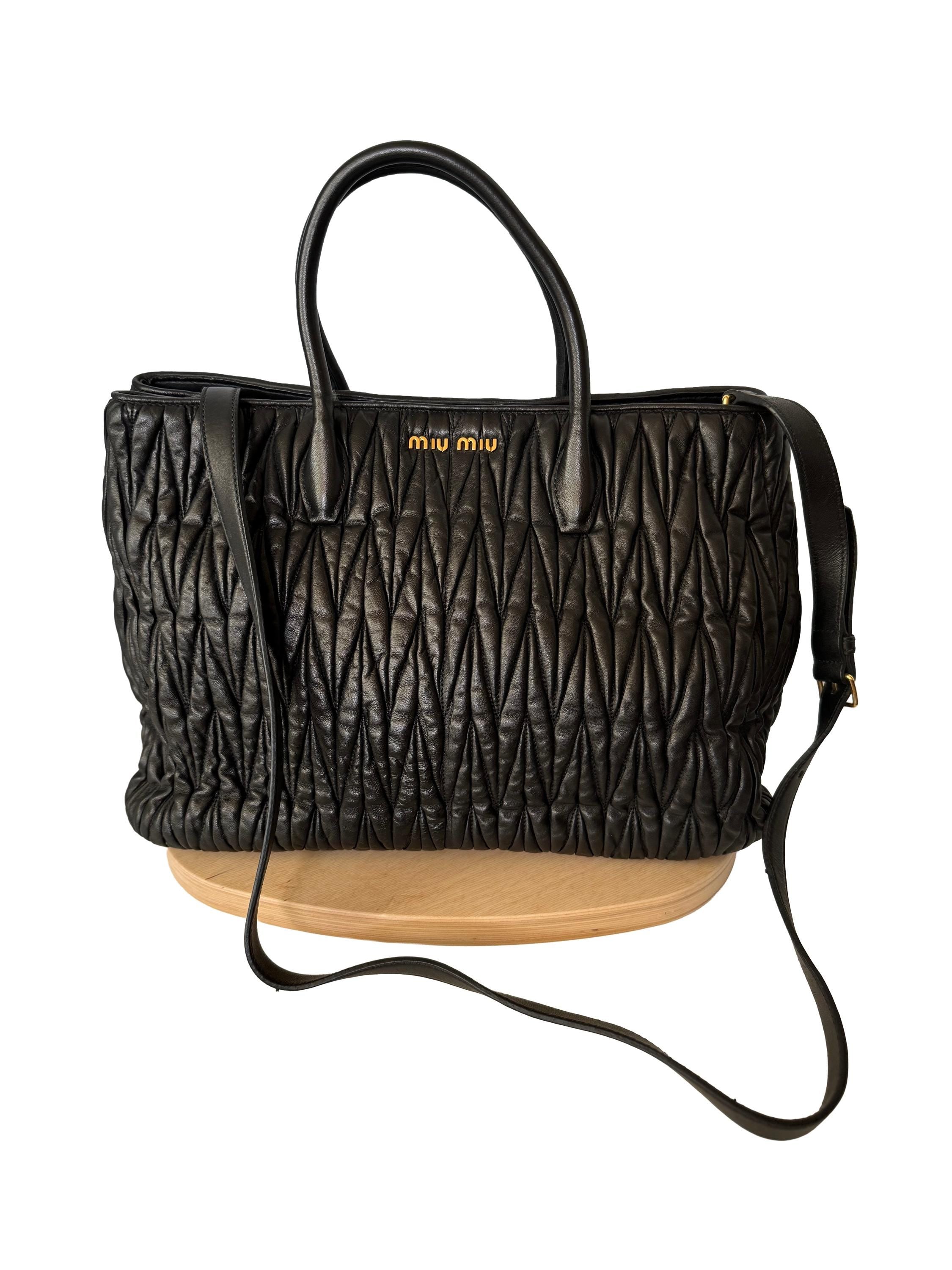 Miu Miu Matelassé Leather Tote