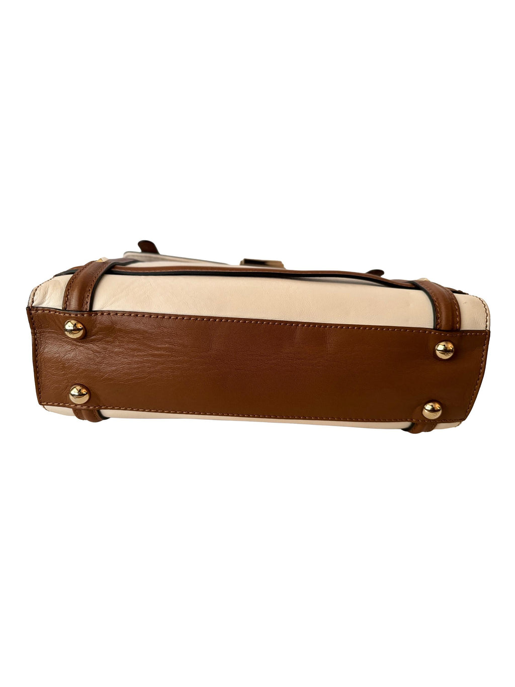 Valentino Garavani White and Brown Satchel Bag