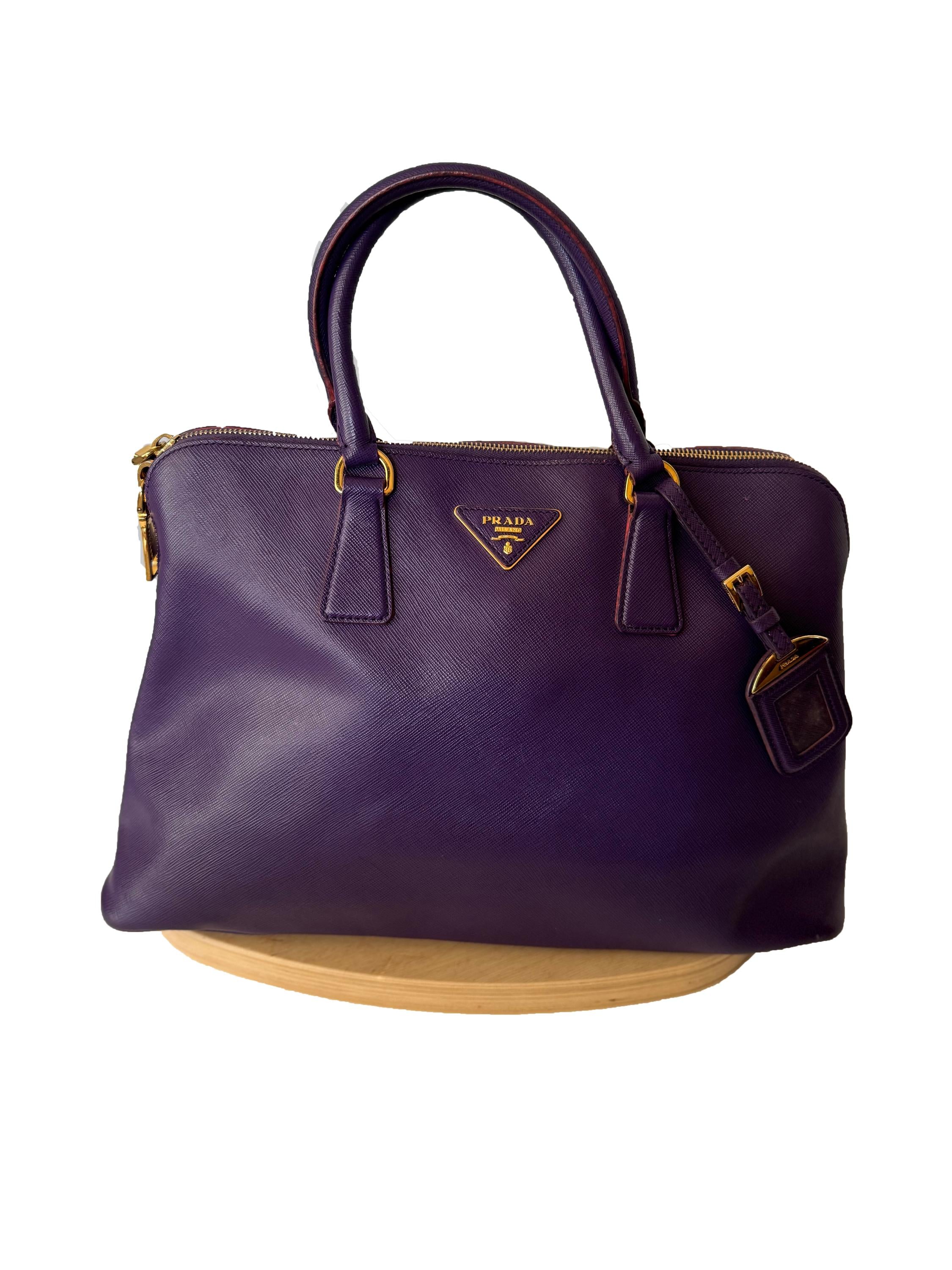 Prada Promenade Saffiano Leather Bag, Purple