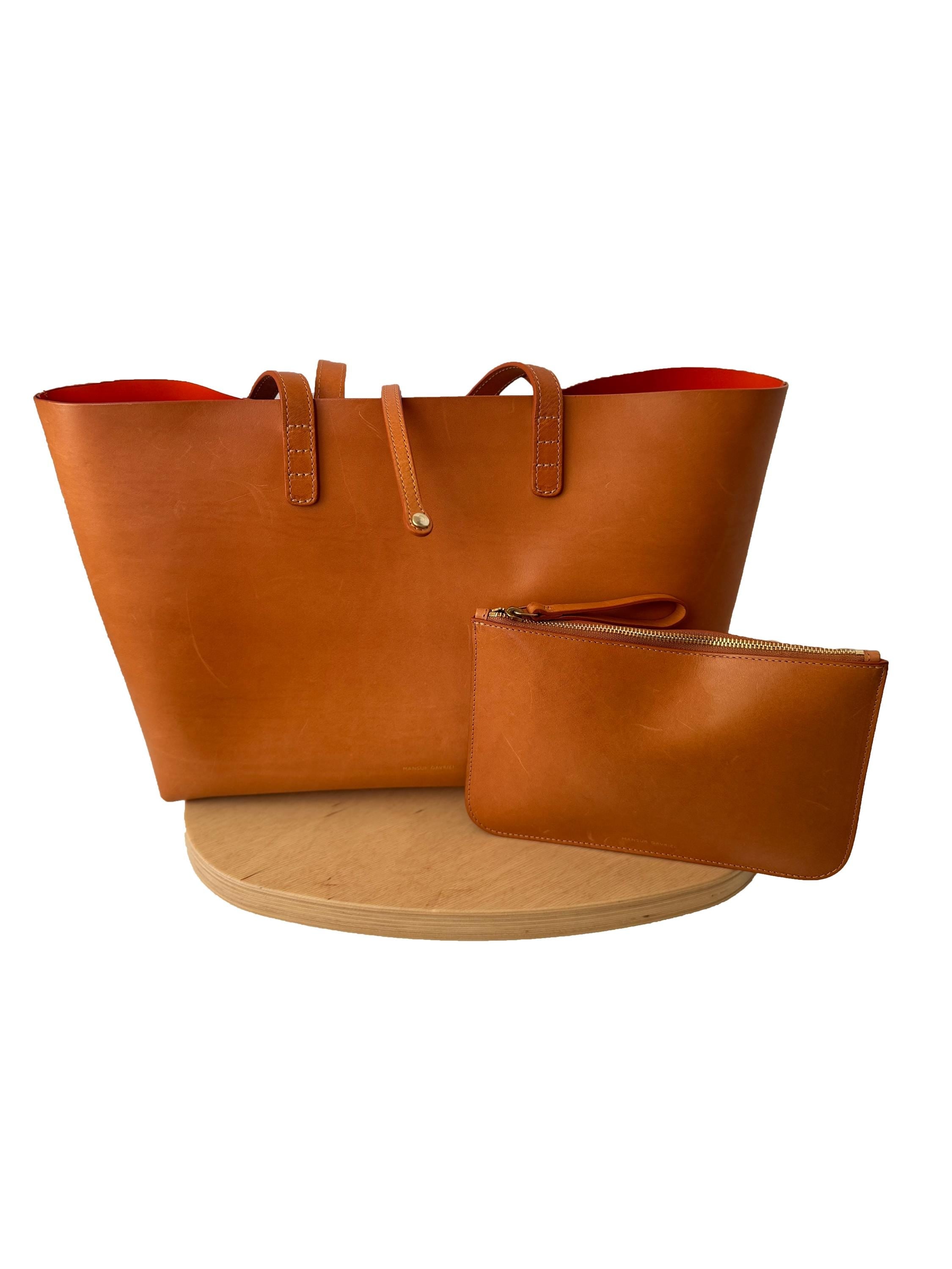 Mansur Gavriel Large Leather Tote Bag, Camel