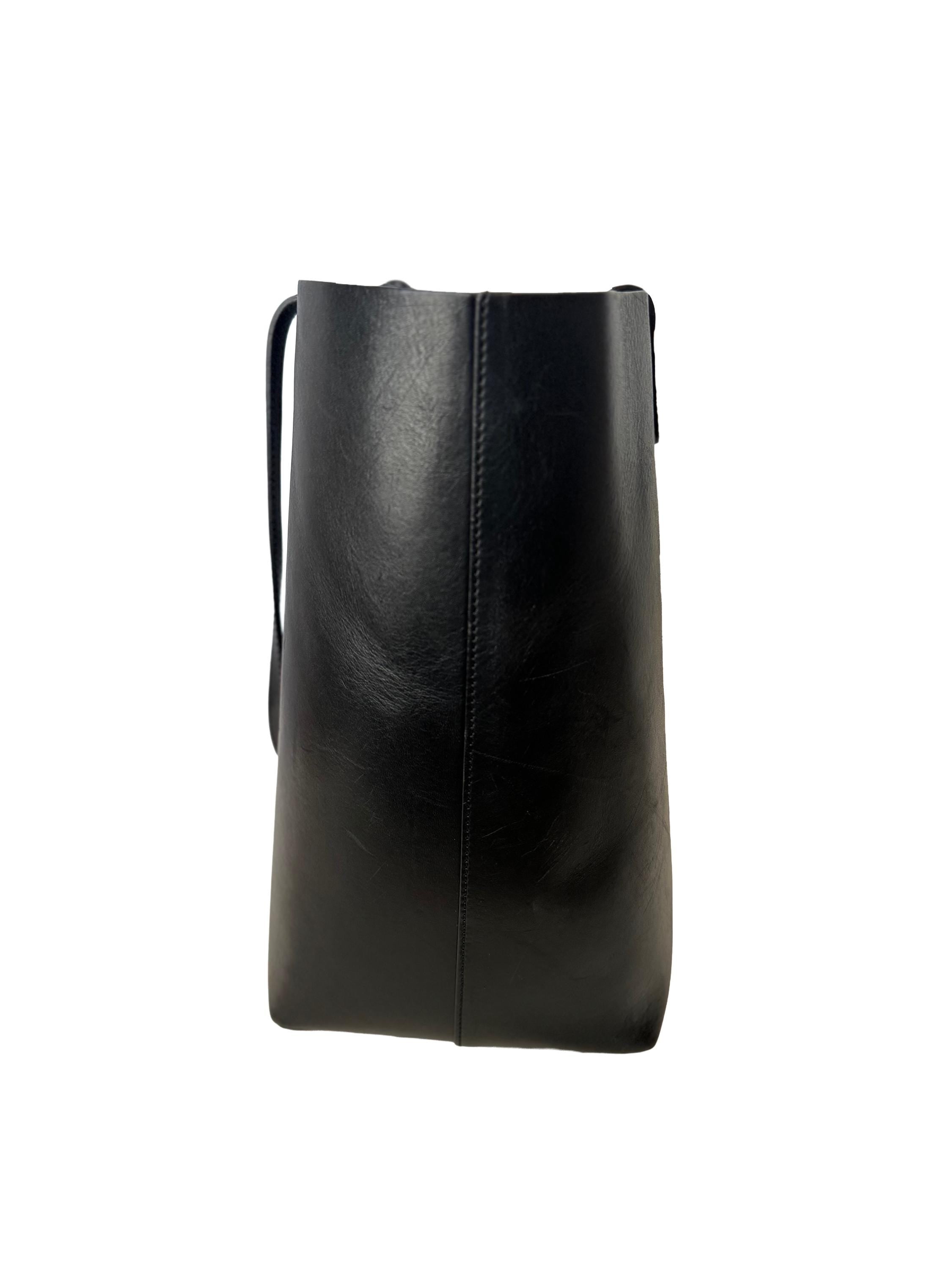 Mansur Gavriel Large Leather Tote Bag, Black