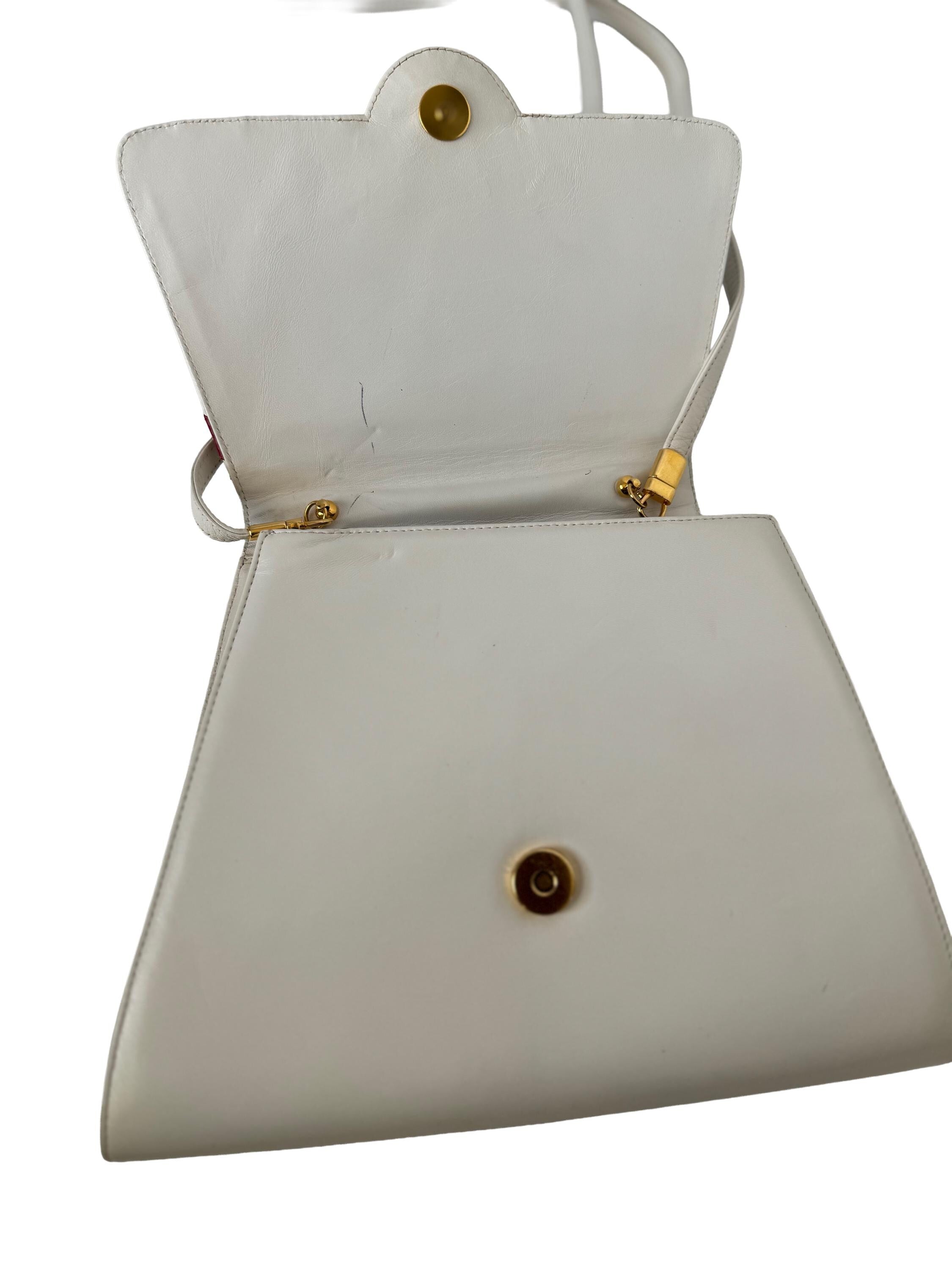 Bruno Magli Red and White Leather Crossbody Bag