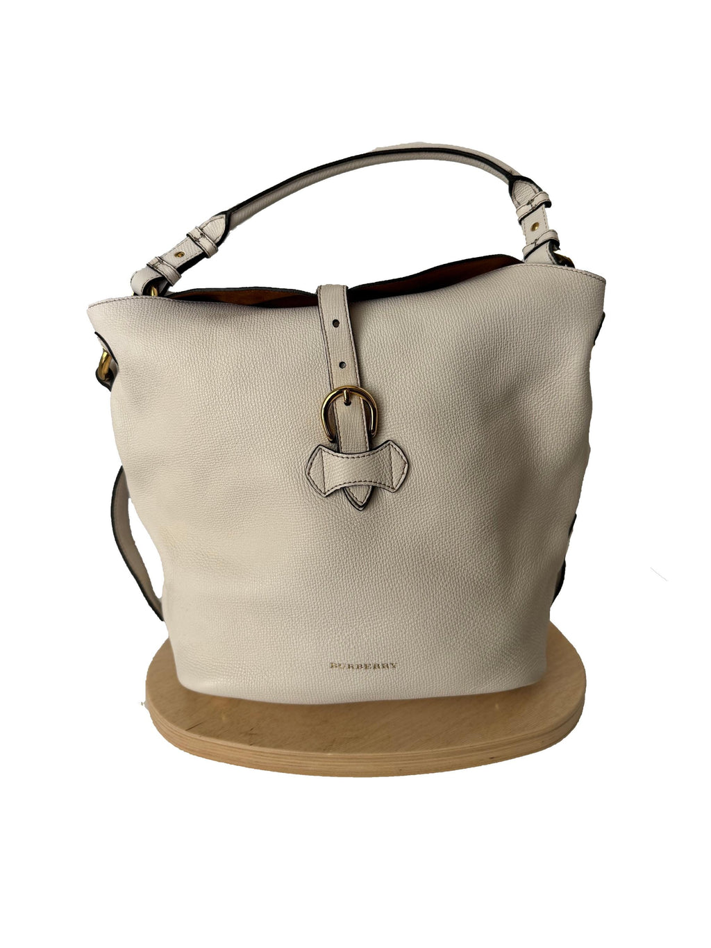 Burberry White Leather Sycamore "Hobo" Bag