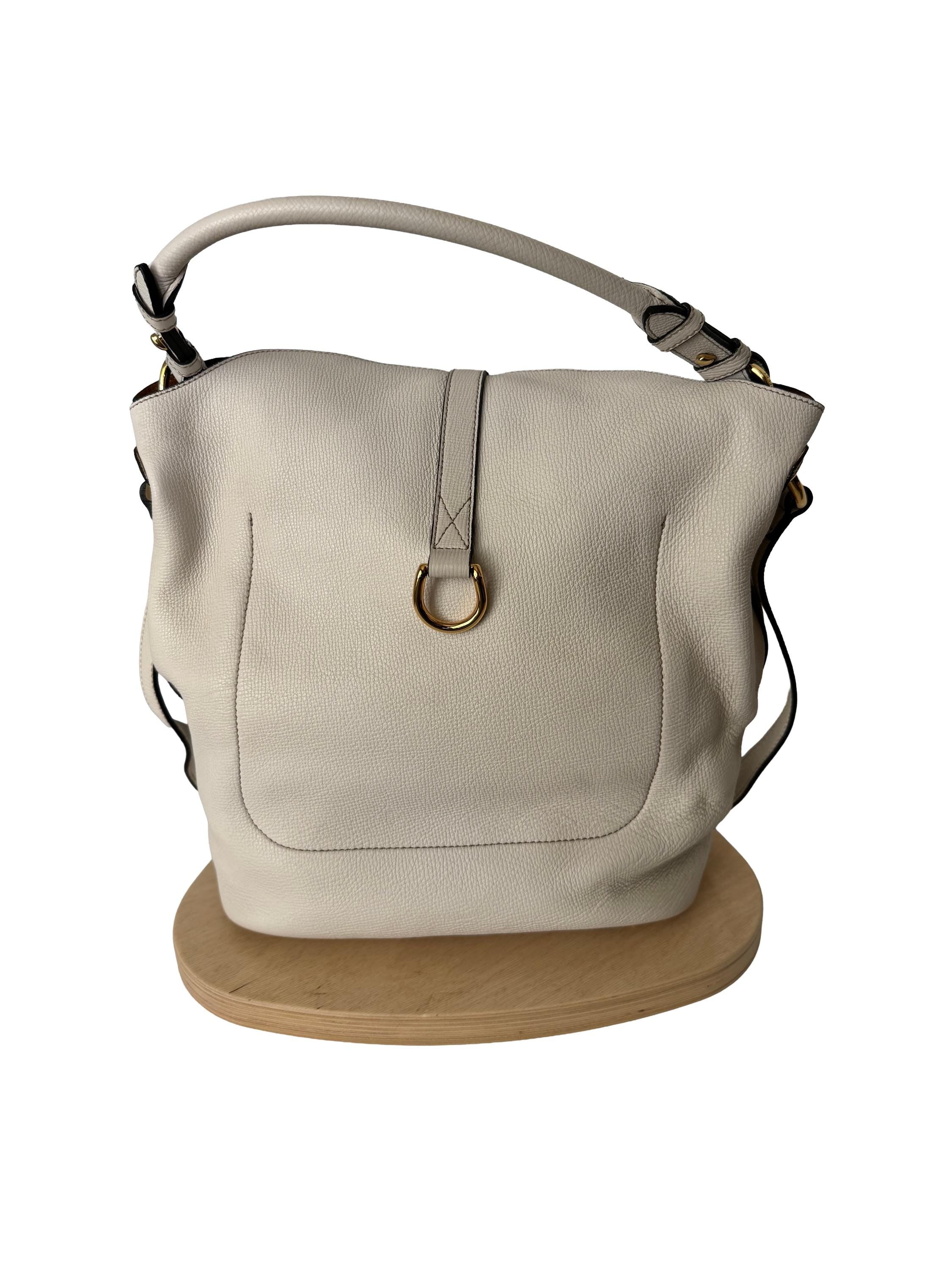 Burberry White Leather Sycamore "Hobo" Bag