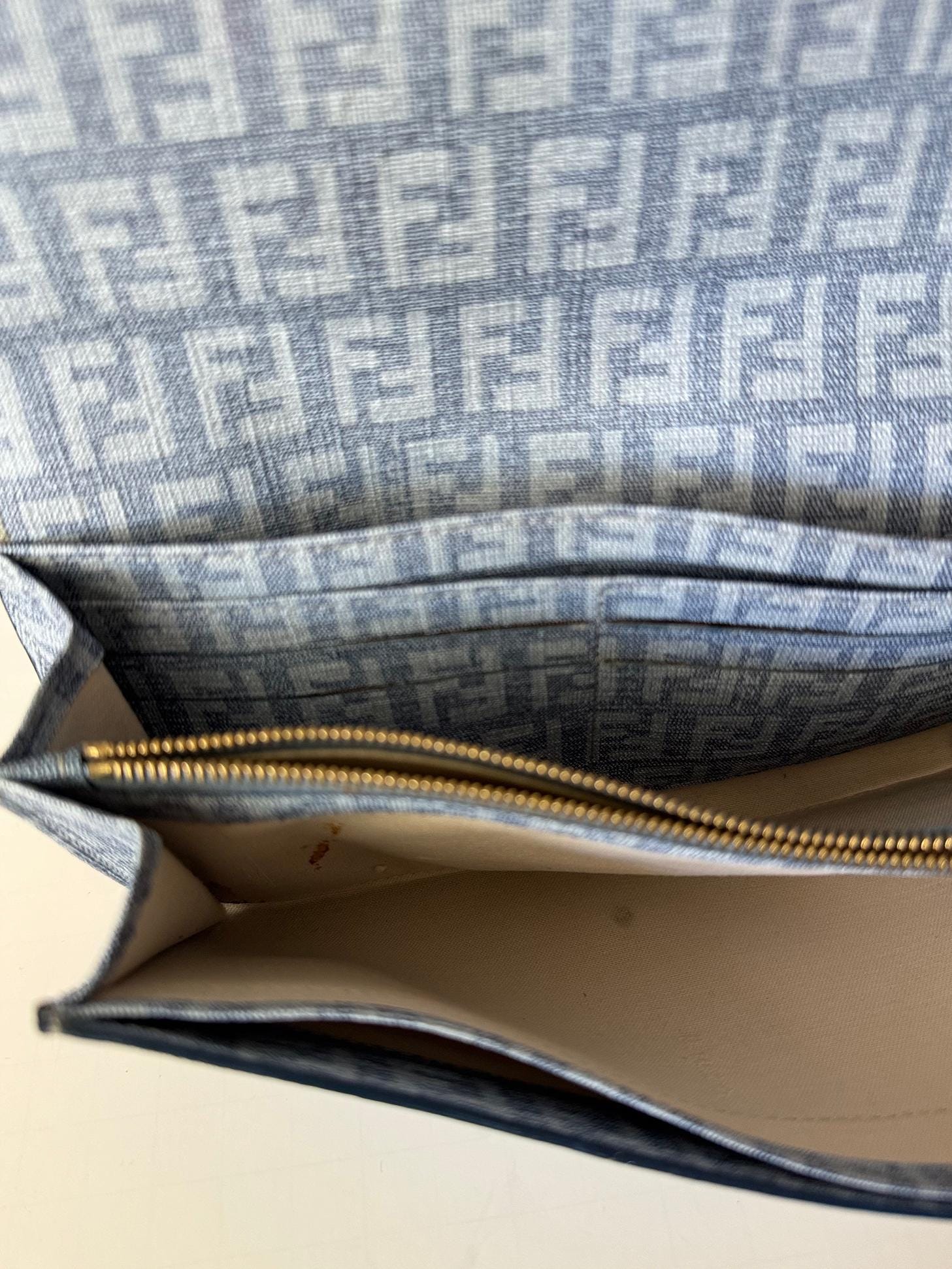Fendi Zucca Blue Canvas Wallet