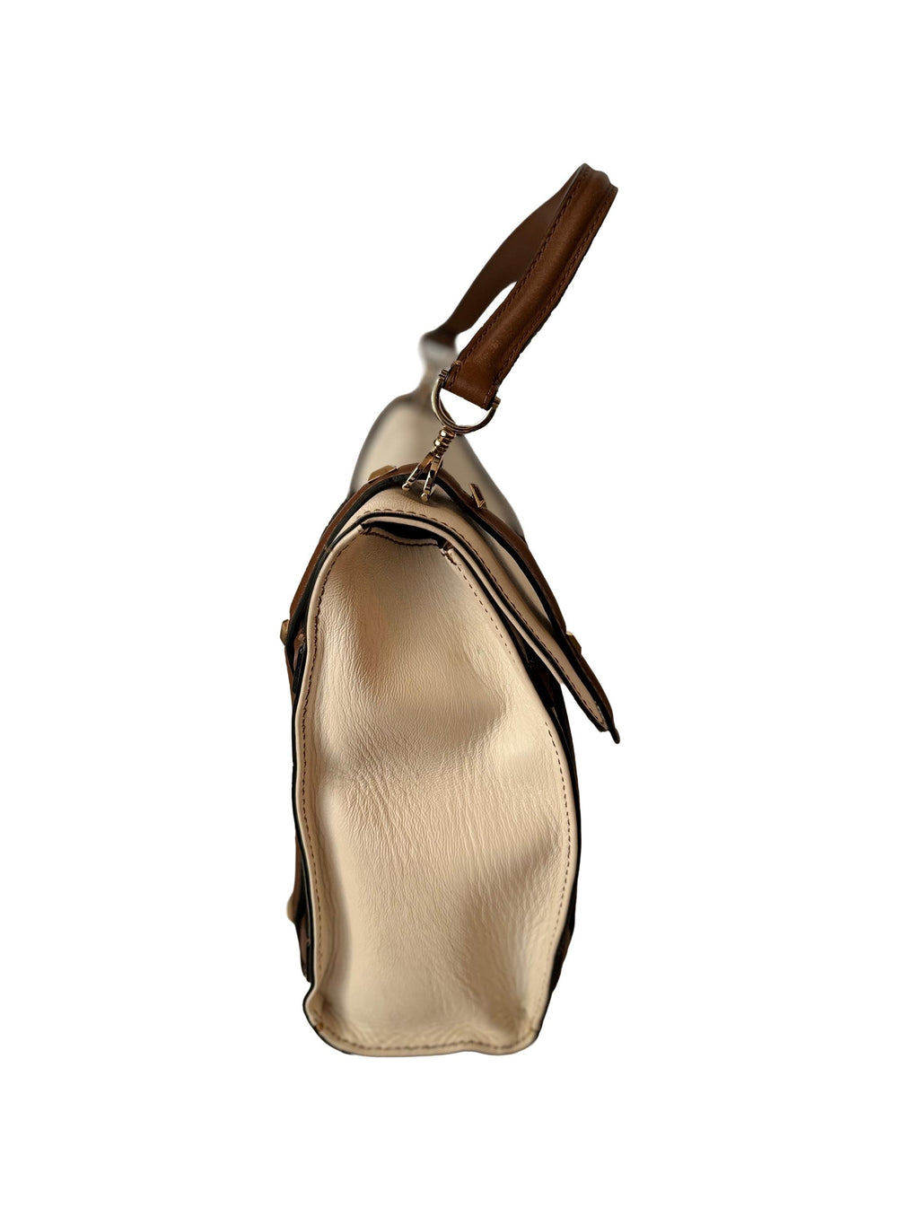 Valentino Garavani White and Brown Satchel Bag