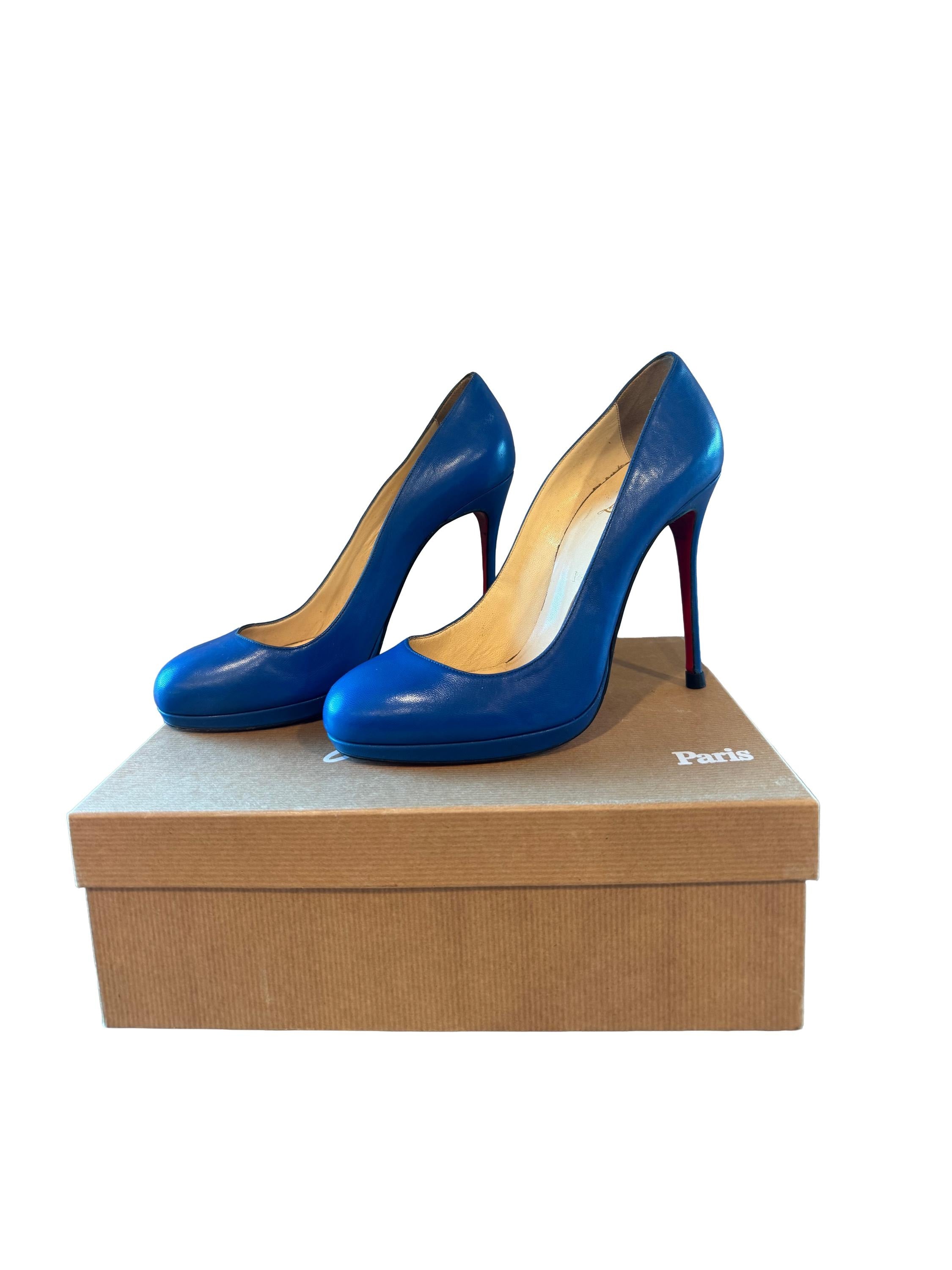 Christian Louboutin Filo 120 Blue Leather Pumps