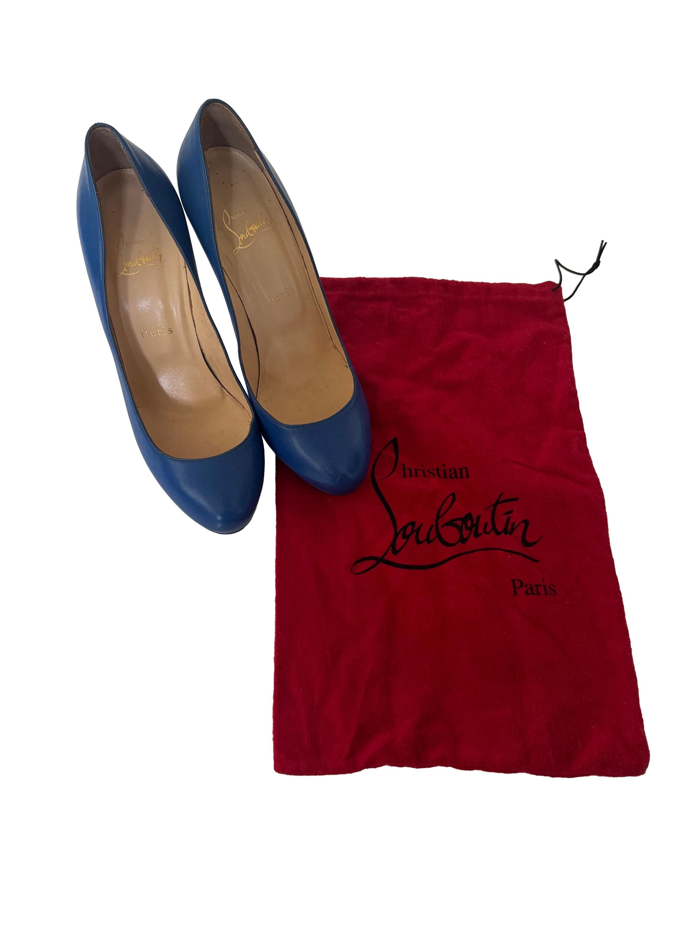Christian Louboutin Filo 120 Blue Leather Pumps