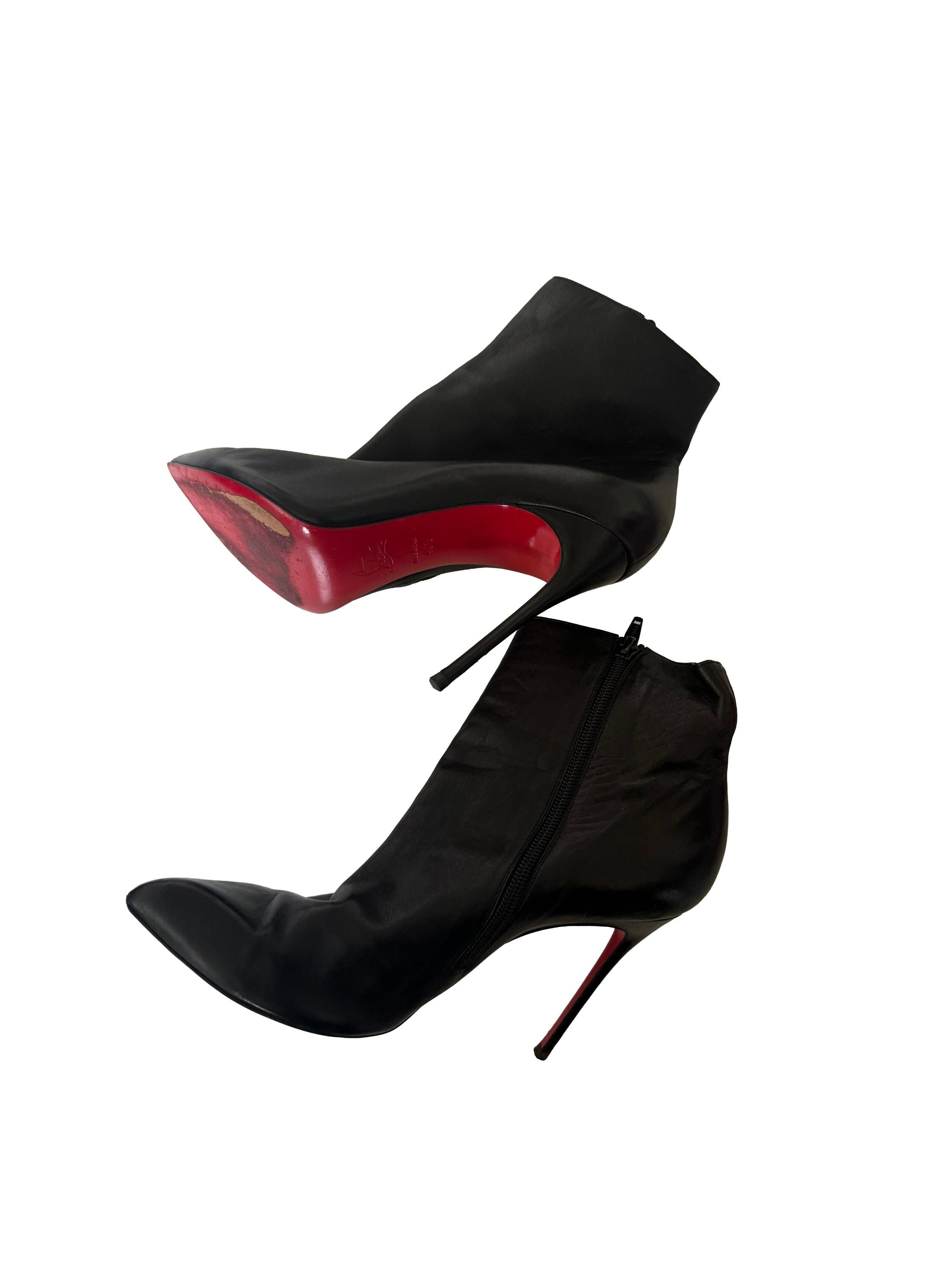 Christian Louboutin Black Leather Heeled Ankle Boots