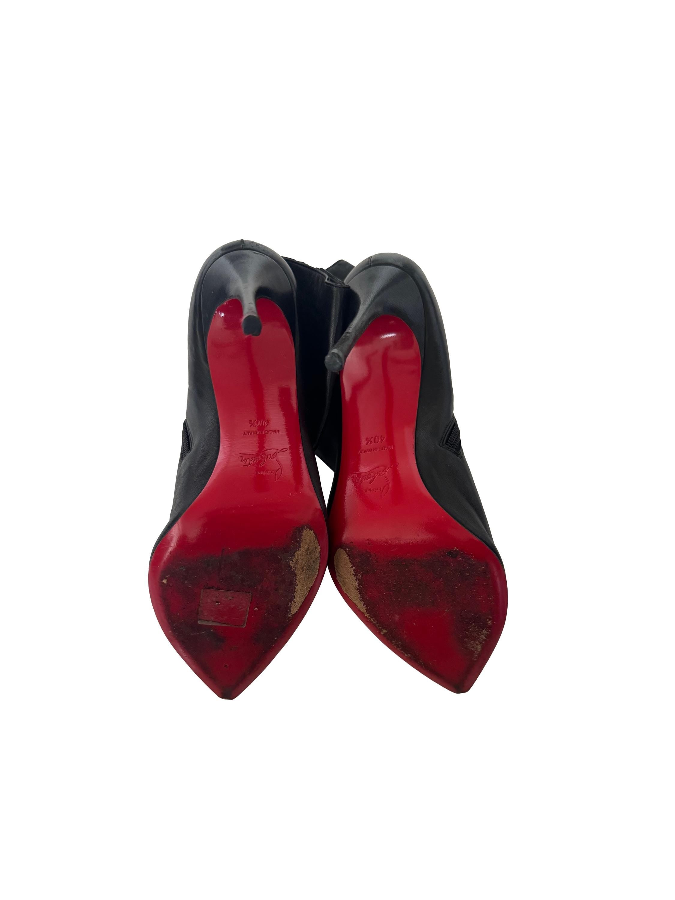 Christian Louboutin Black Leather Heeled Ankle Boots