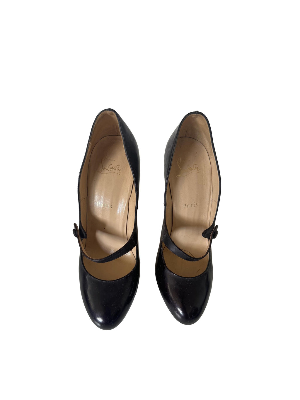 Christian Louboutin Relika 140 Black Patent Leather Platform Mary Jane Pumps