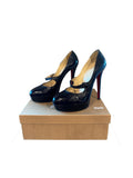 Christian Louboutin Relika 140 Black Patent Leather Platform Mary Jane Pumps