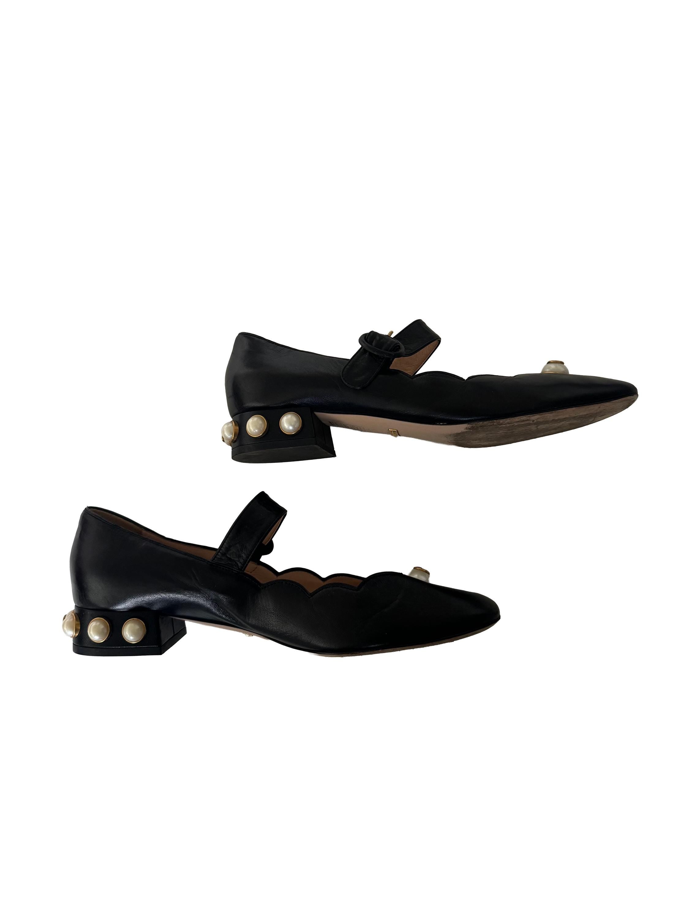 Gucci Willow Mary Jane Faux Pearl Accents