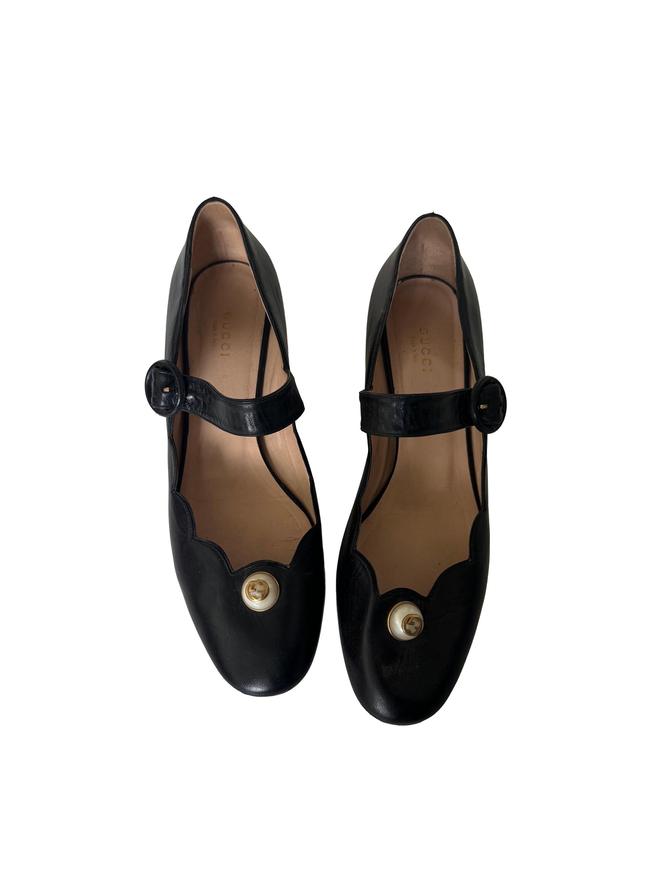 Gucci Willow Mary Jane Faux Pearl Accents