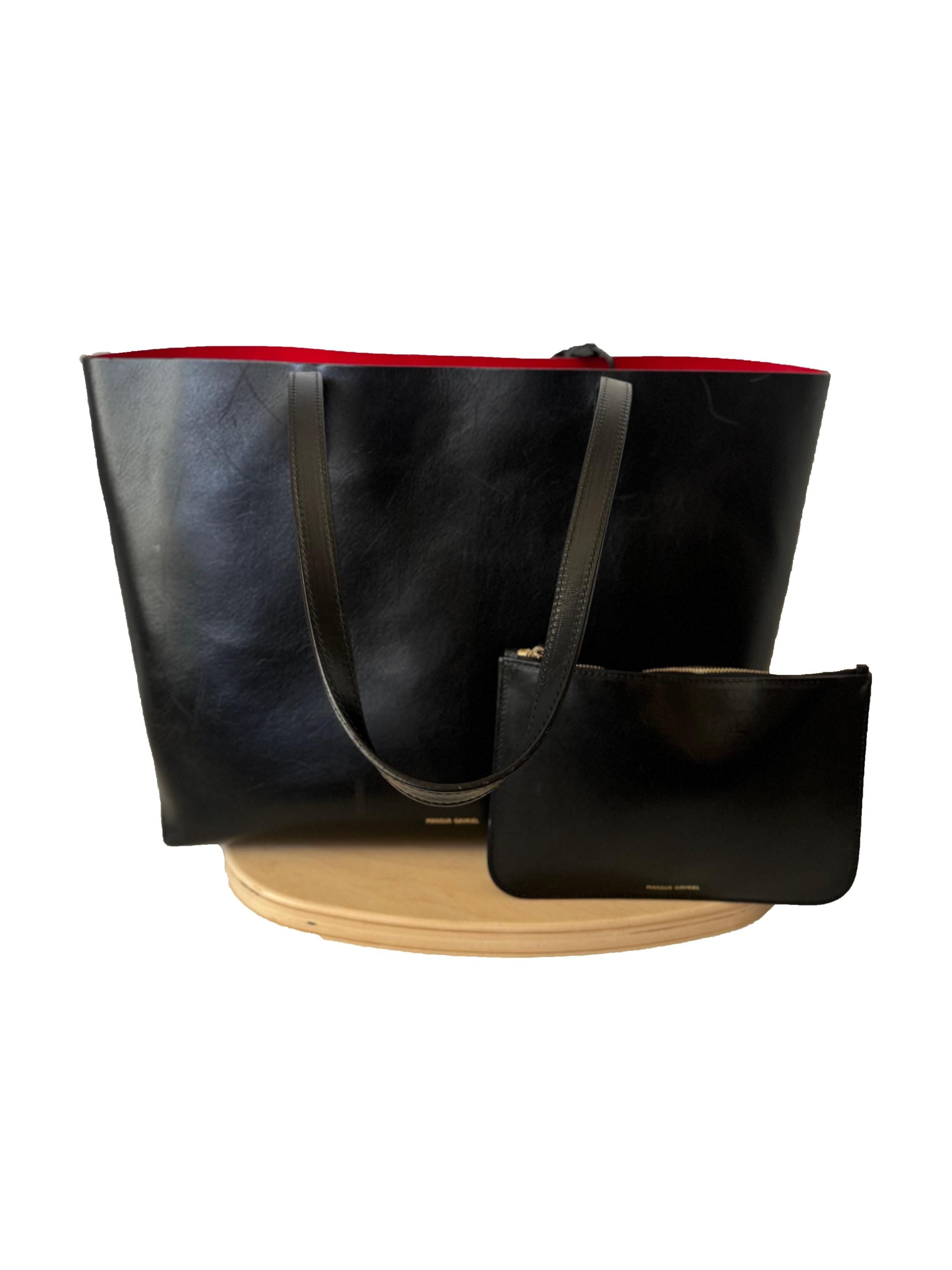 Mansur Gavriel Large Leather Tote Bag, Black