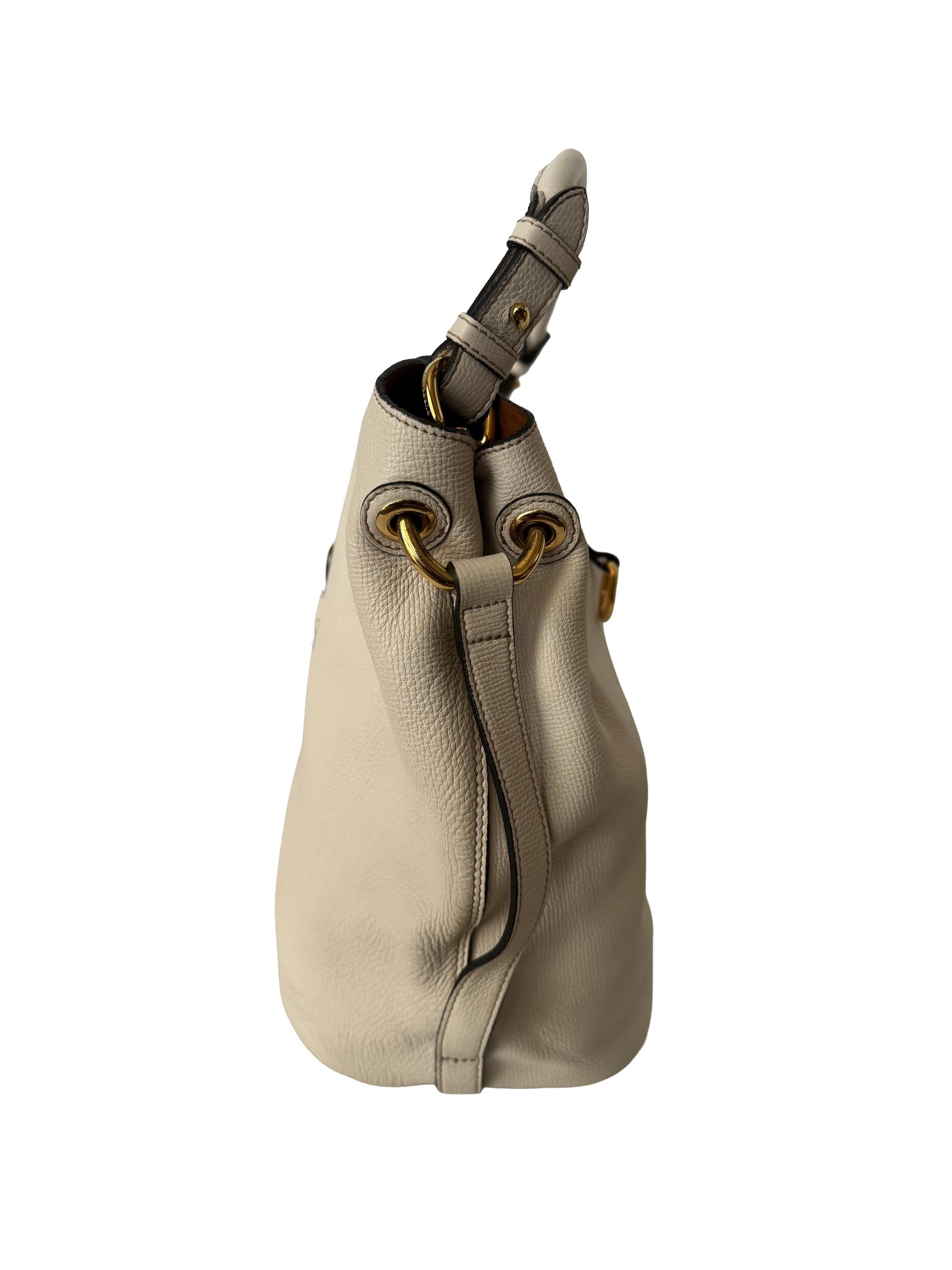 Burberry White Leather Sycamore "Hobo" Bag