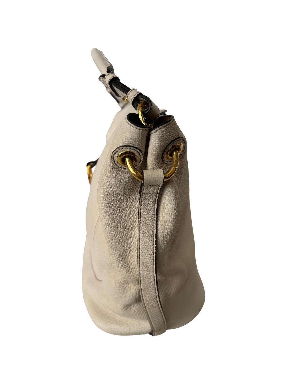 Burberry White Leather Sycamore "Hobo" Bag