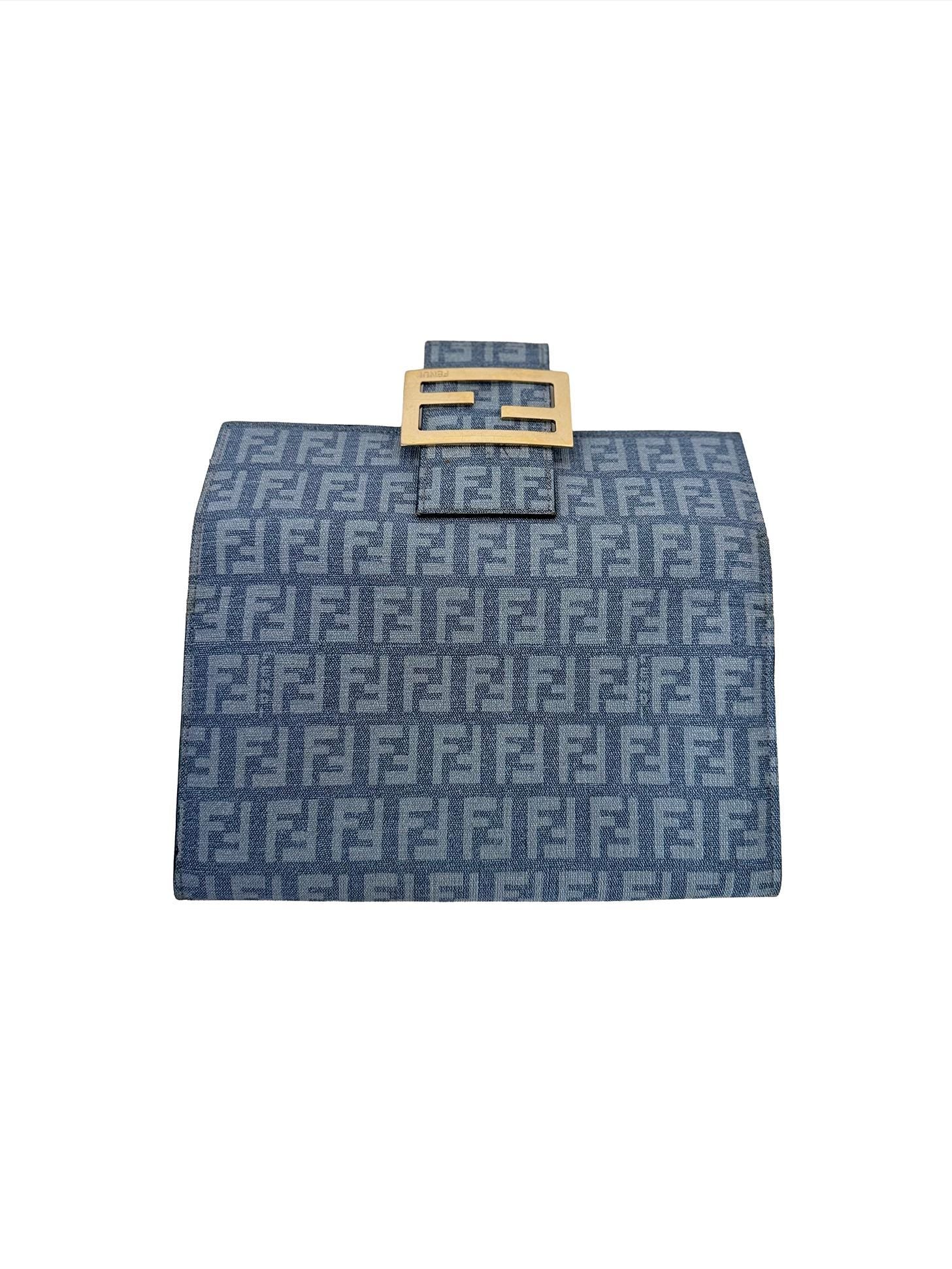Fendi Zucca Blue Canvas Wallet