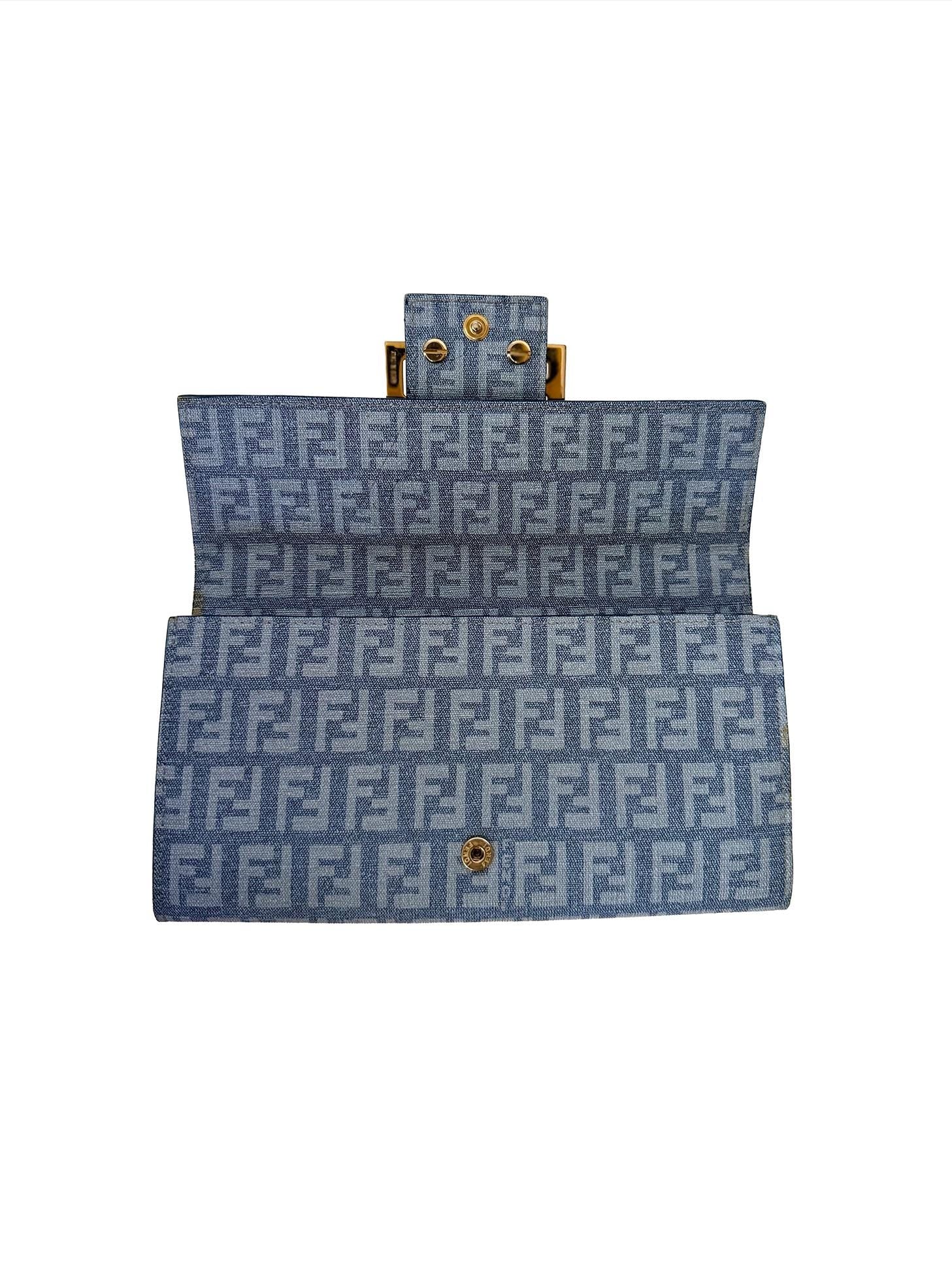 Fendi Zucca Blue Canvas Wallet