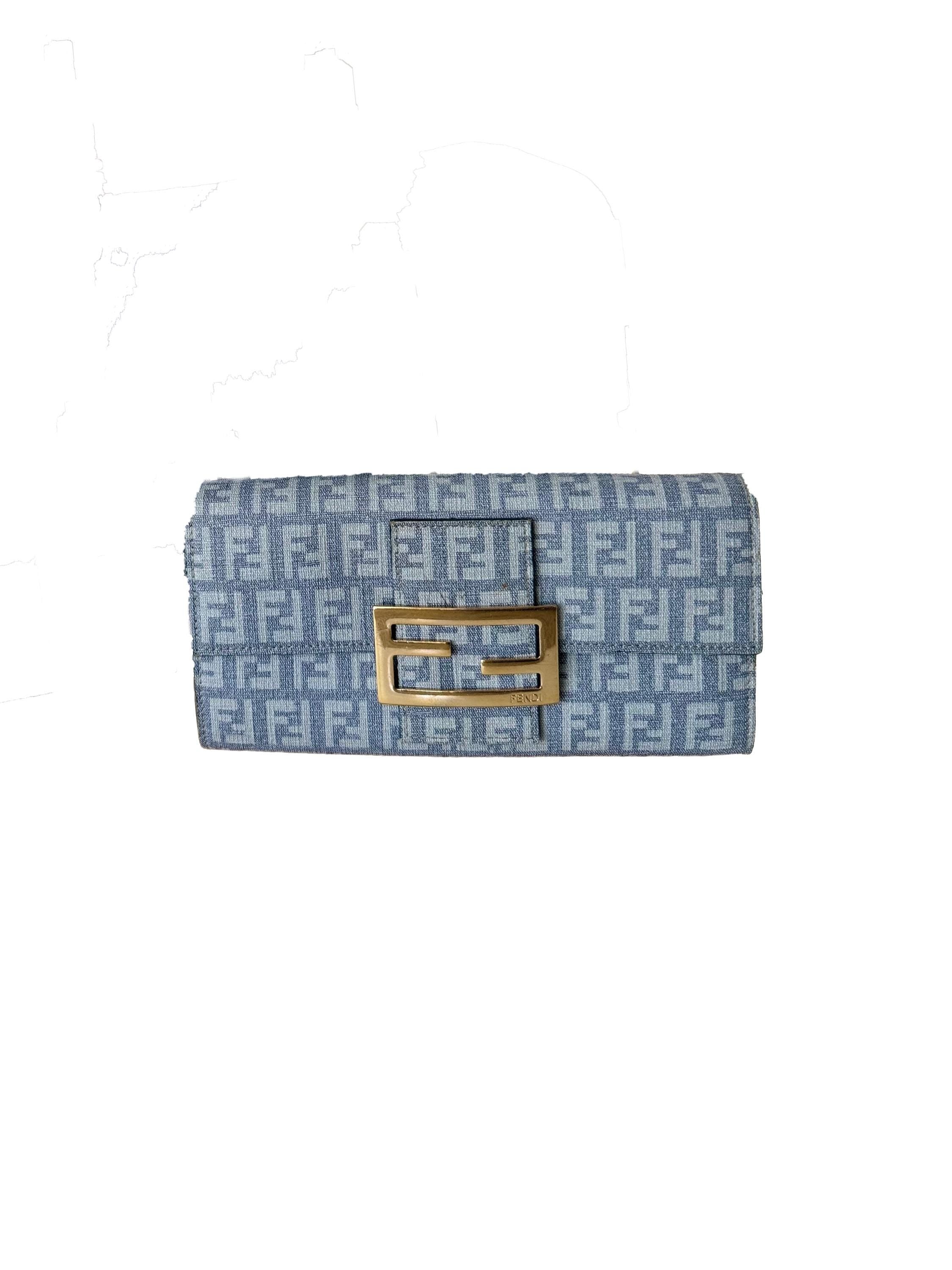Fendi Zucca Blue Canvas Wallet