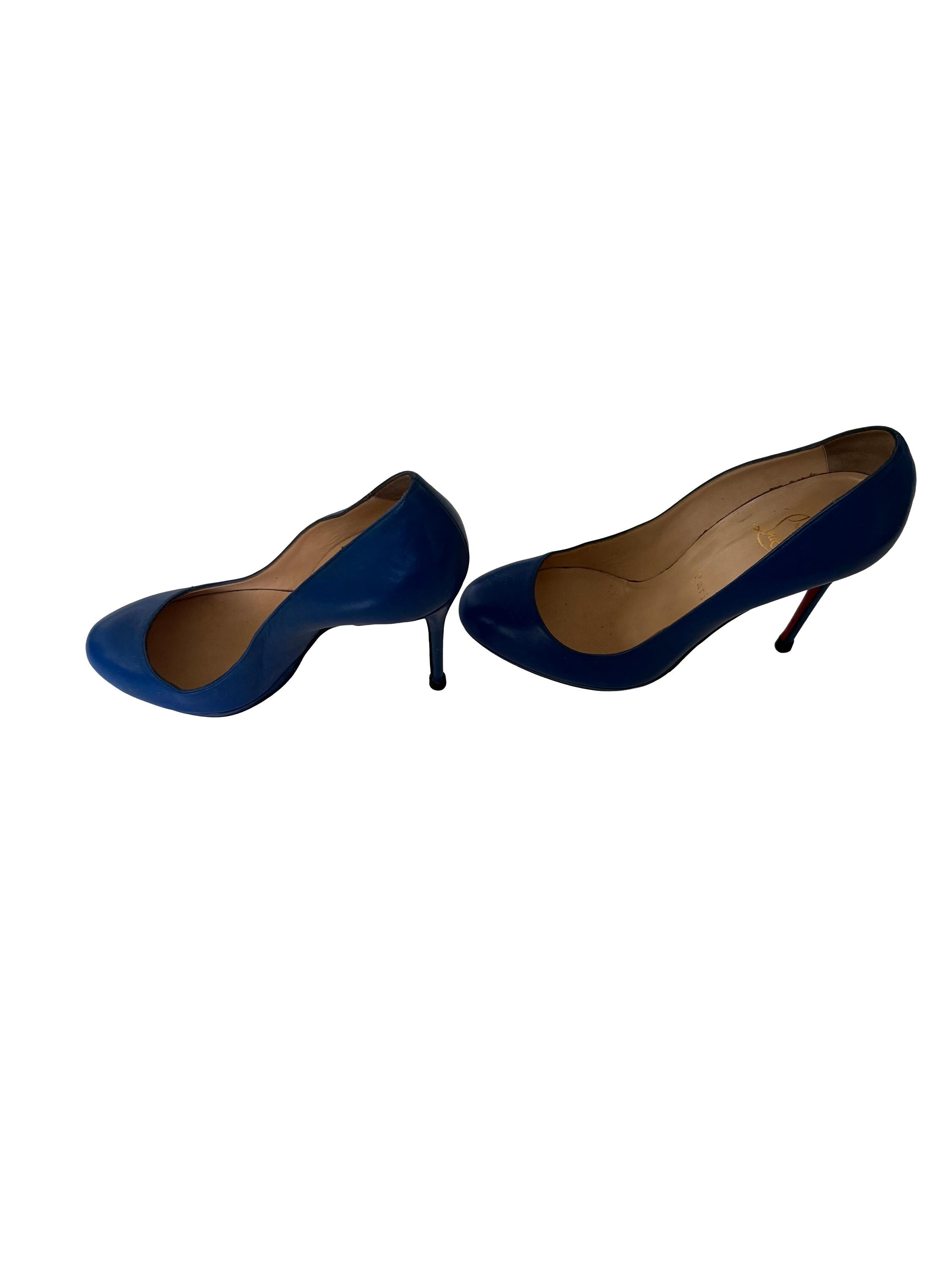 Christian Louboutin Filo 120 Blue Leather Pumps