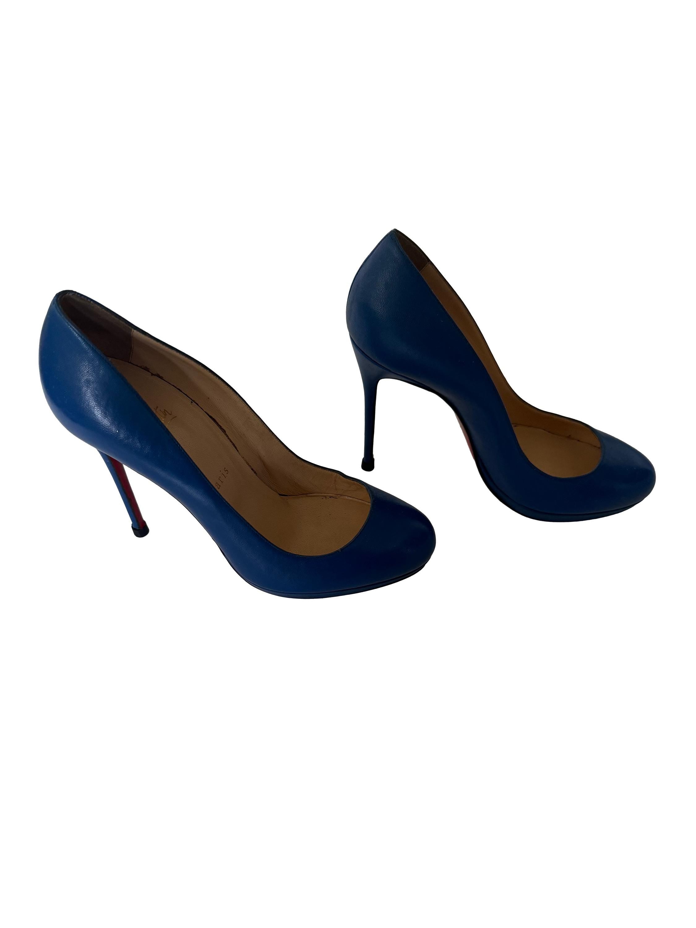 Christian Louboutin Filo 120 Blue Leather Pumps
