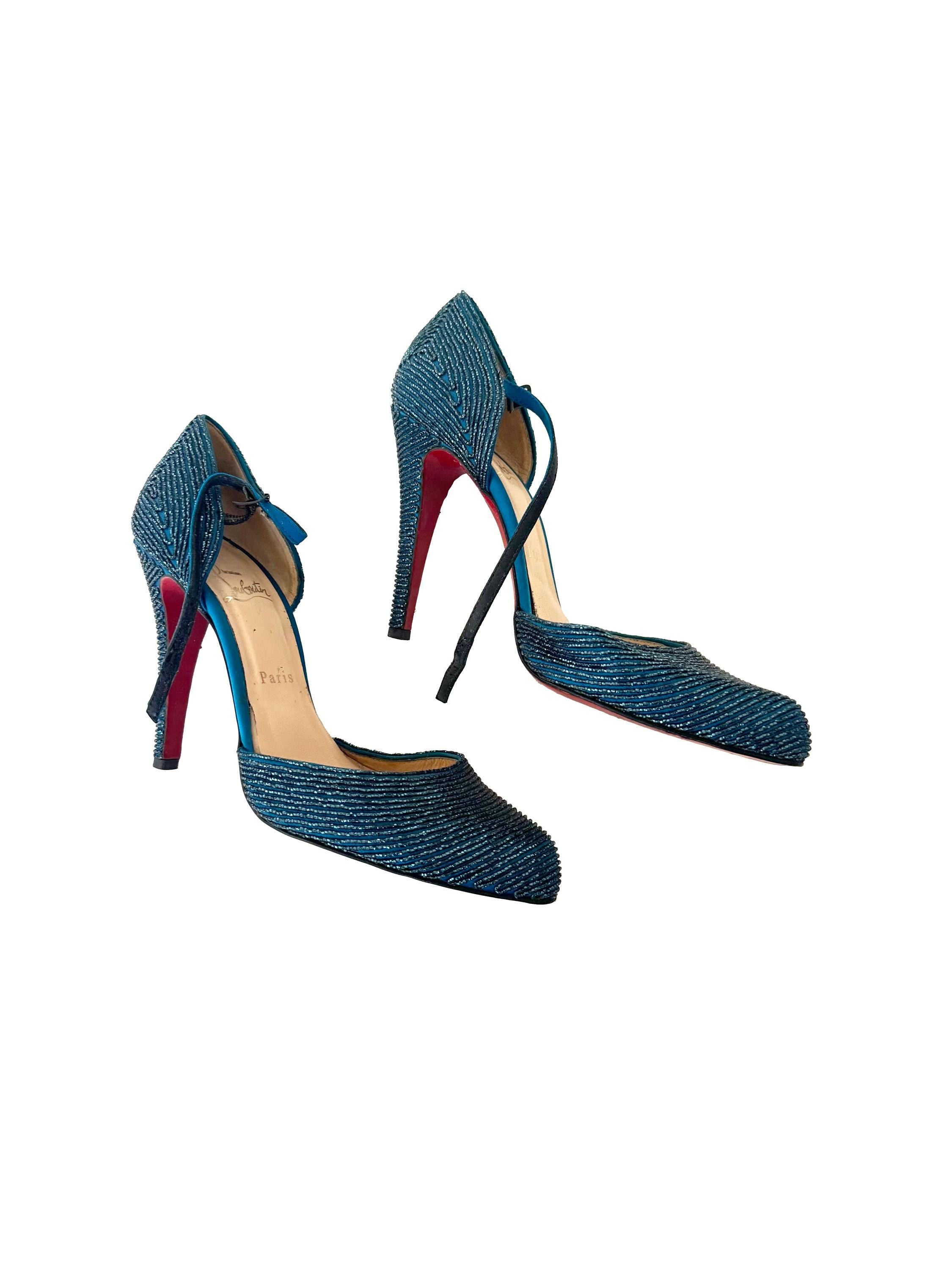 Christian Louboutin Labyrinth 100 Satin D'Orsay Pumps