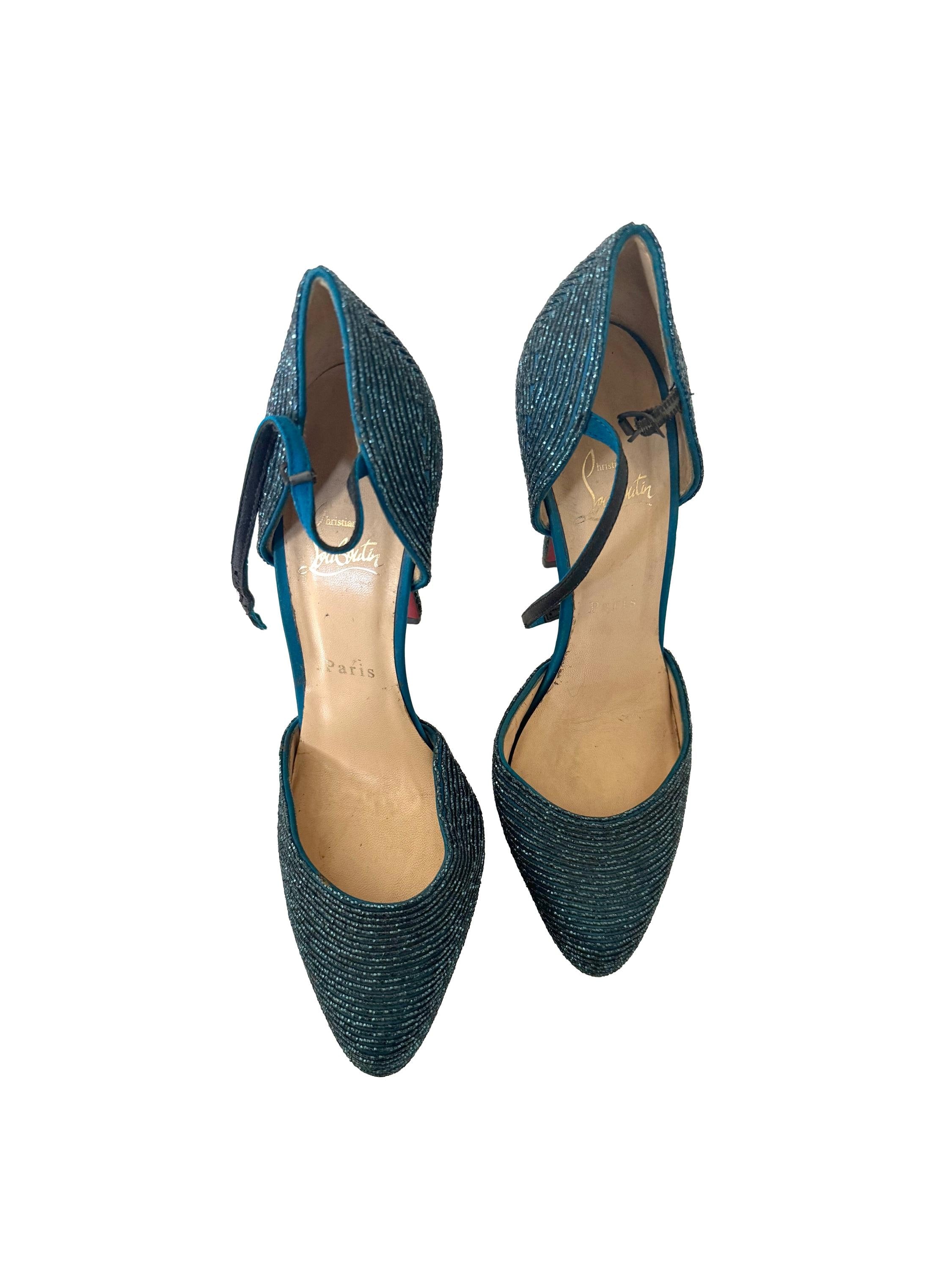 Christian Louboutin Labyrinth 100 Satin D'Orsay Pumps