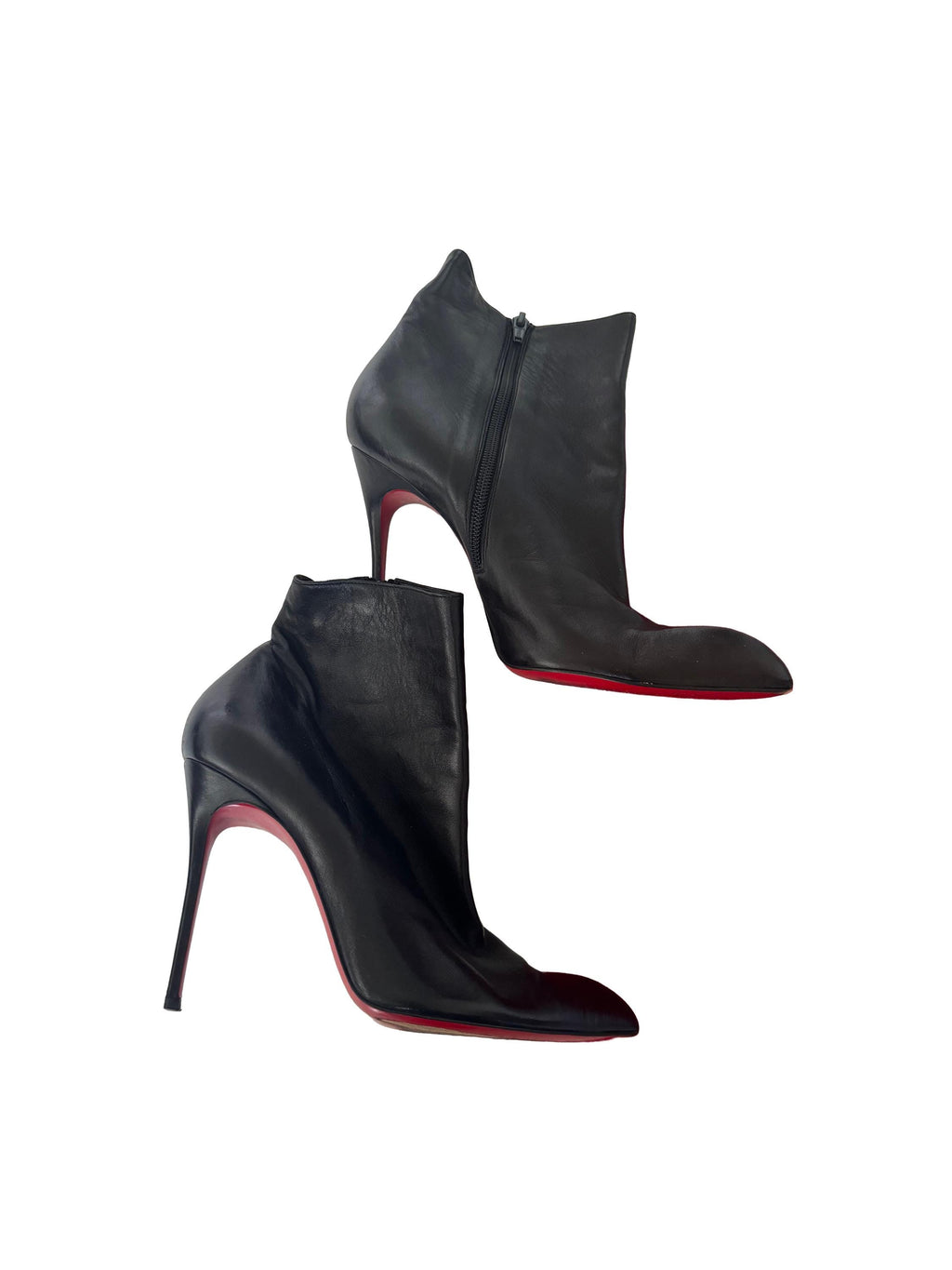 Christian Louboutin Black Leather Heeled Ankle Boots