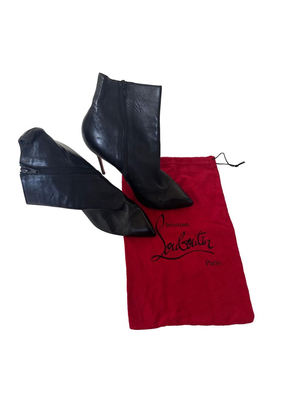 Christian Louboutin Black Leather Heeled Ankle Boots