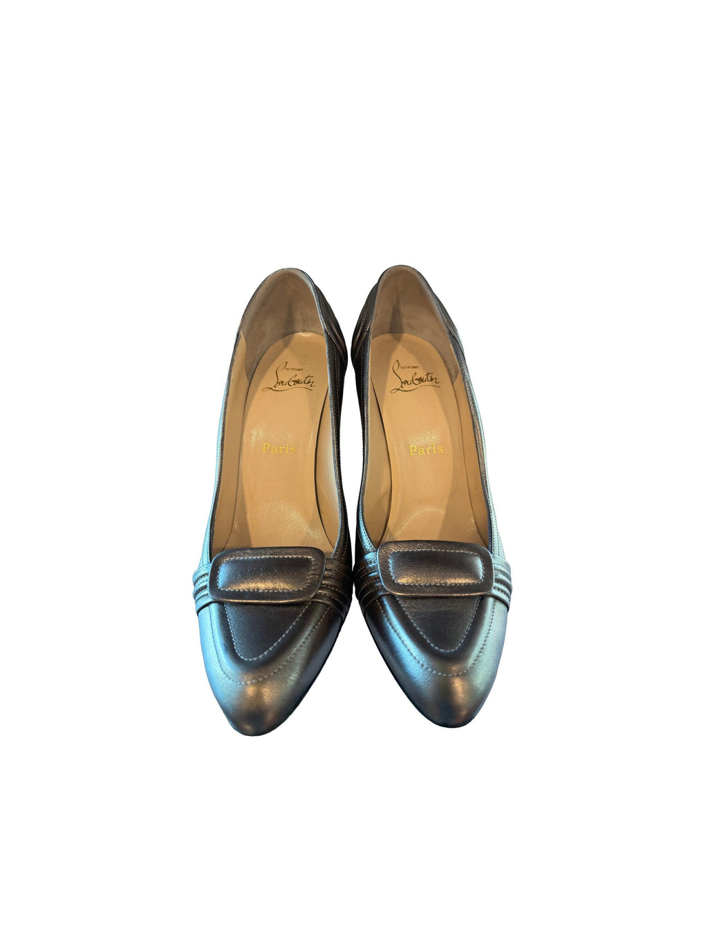 Christian Louboutin Gattaca 100, Nappa Laminoto Pewter