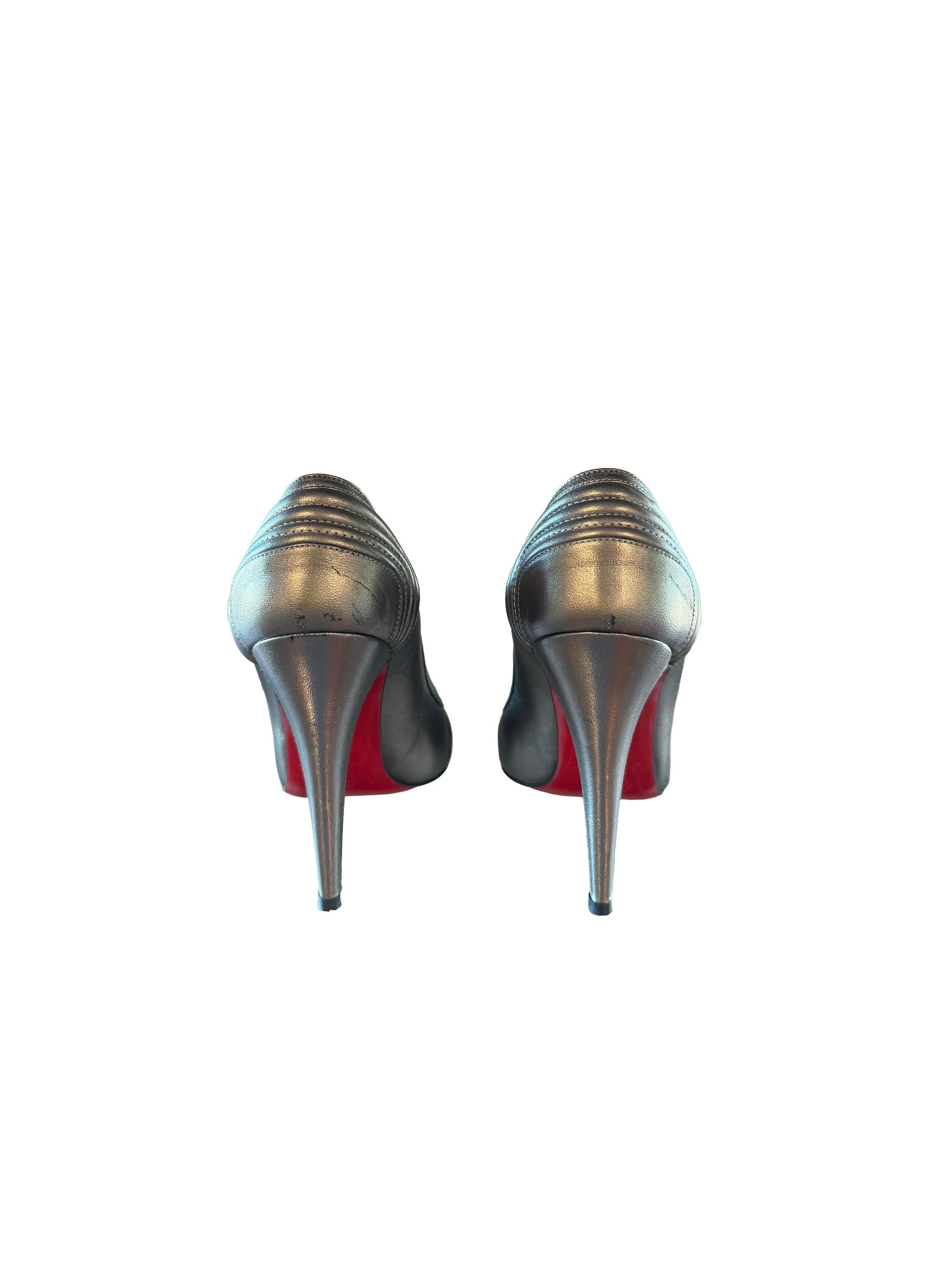Christian Louboutin Gattaca 100, Nappa Laminoto Pewter