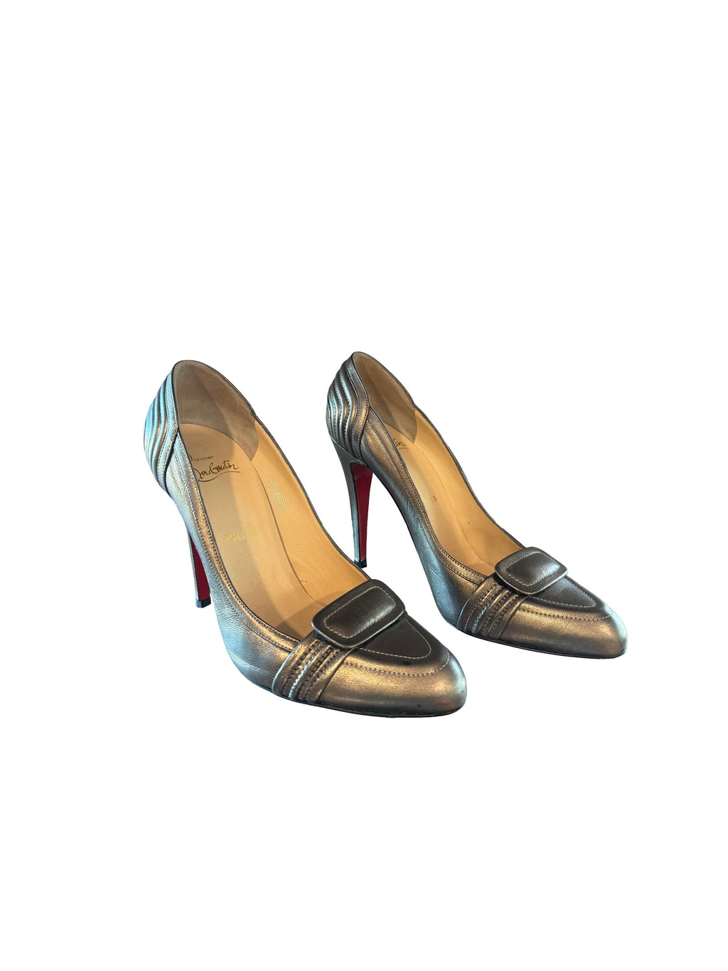 Christian Louboutin Gattaca 100, Nappa Laminoto Pewter