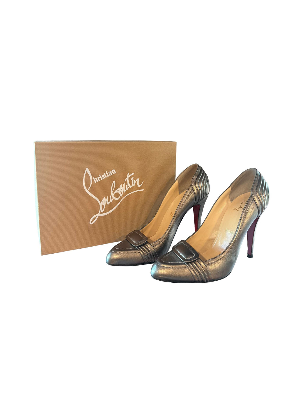 Christian Louboutin Gattaca 100, Nappa Laminoto Pewter