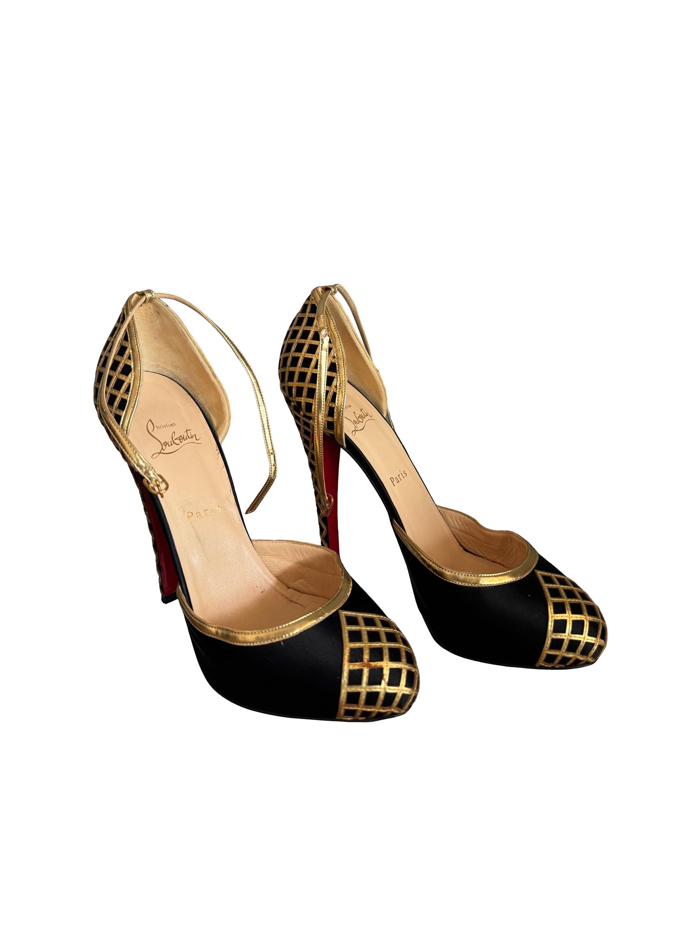 Christian Louboutin Annees Folles 140 d'Orsay Pumps 140 Crepe Black/Gold