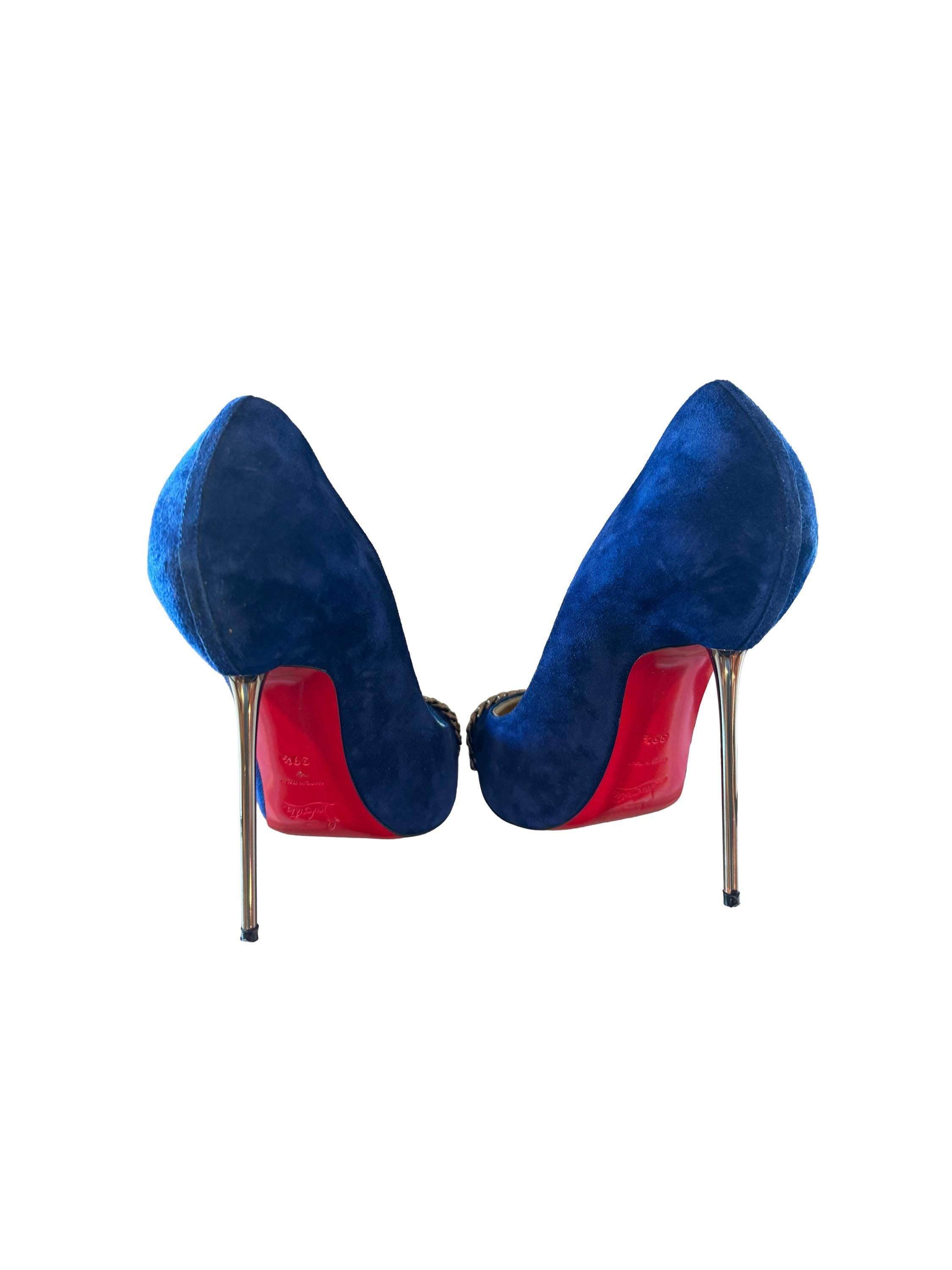 Christian Louboutin Metalipp 120 Suede Royal Indigo