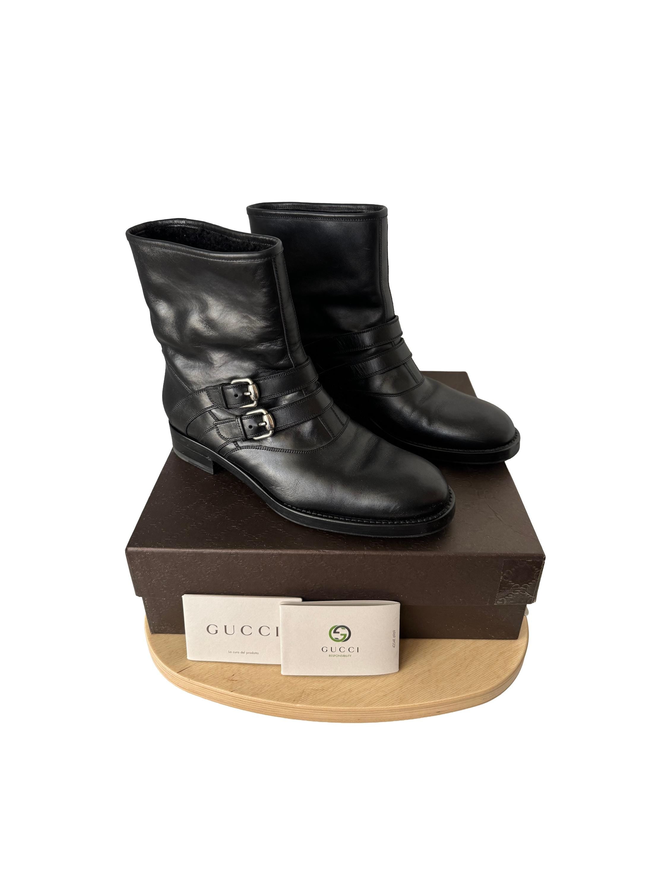 Gucci Moto Boots Cirano Lux/Merinos Riccio Nero
